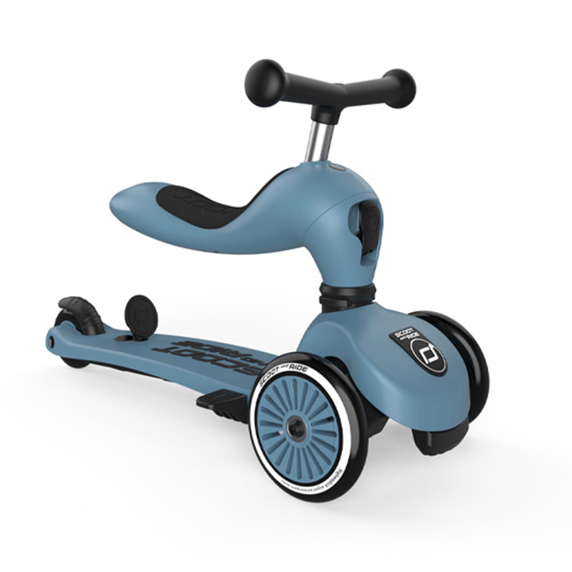 Scoot & Ride 2-in-1 Kids Scooter w/ Push Bar, Highwaykick 1 Push & Go, Steel - VMInnovations
