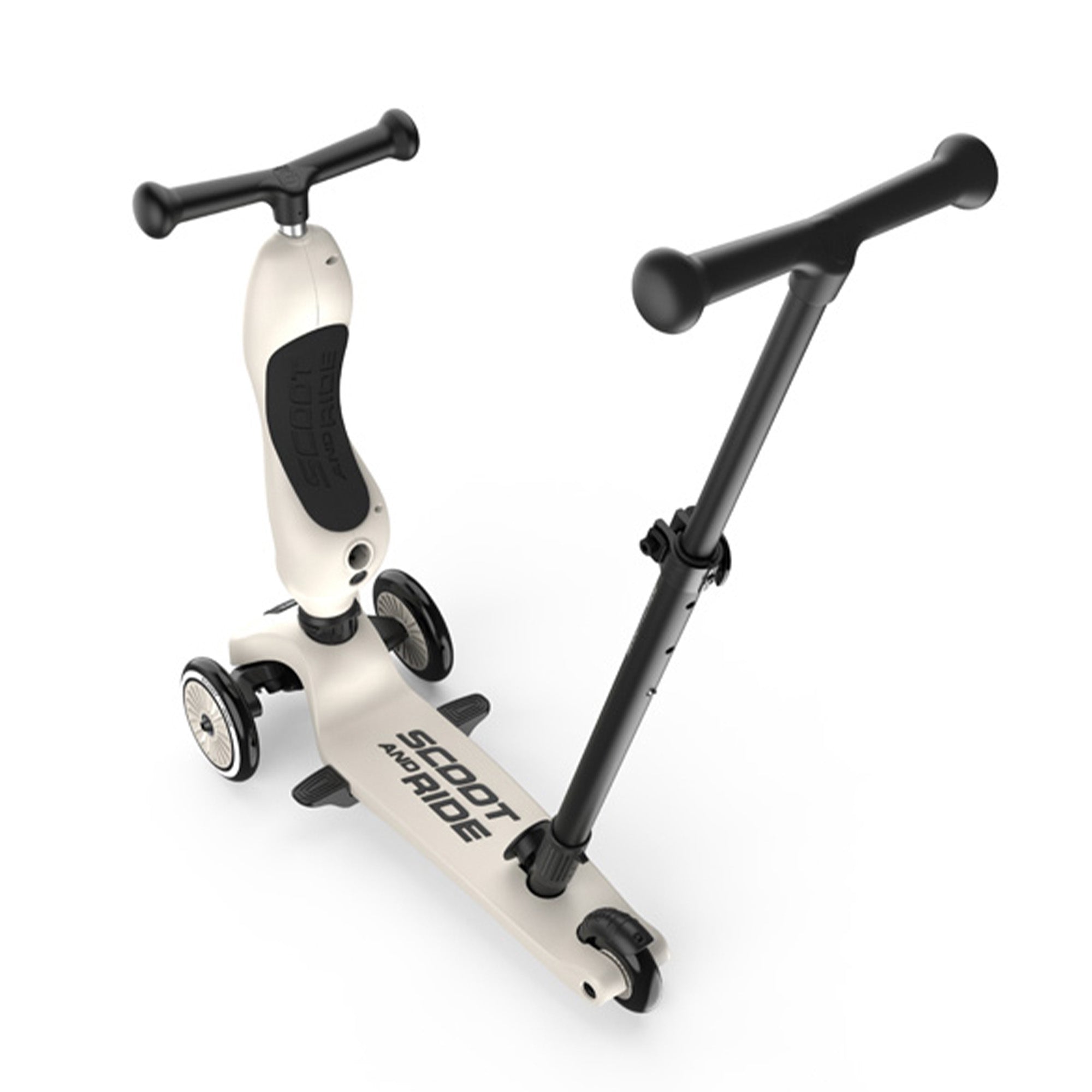 Scoot & Ride 2-in-1 Kids Scooter with Push Bar, Highwaykick 1 Push & Go, Ash - VMInnovations
