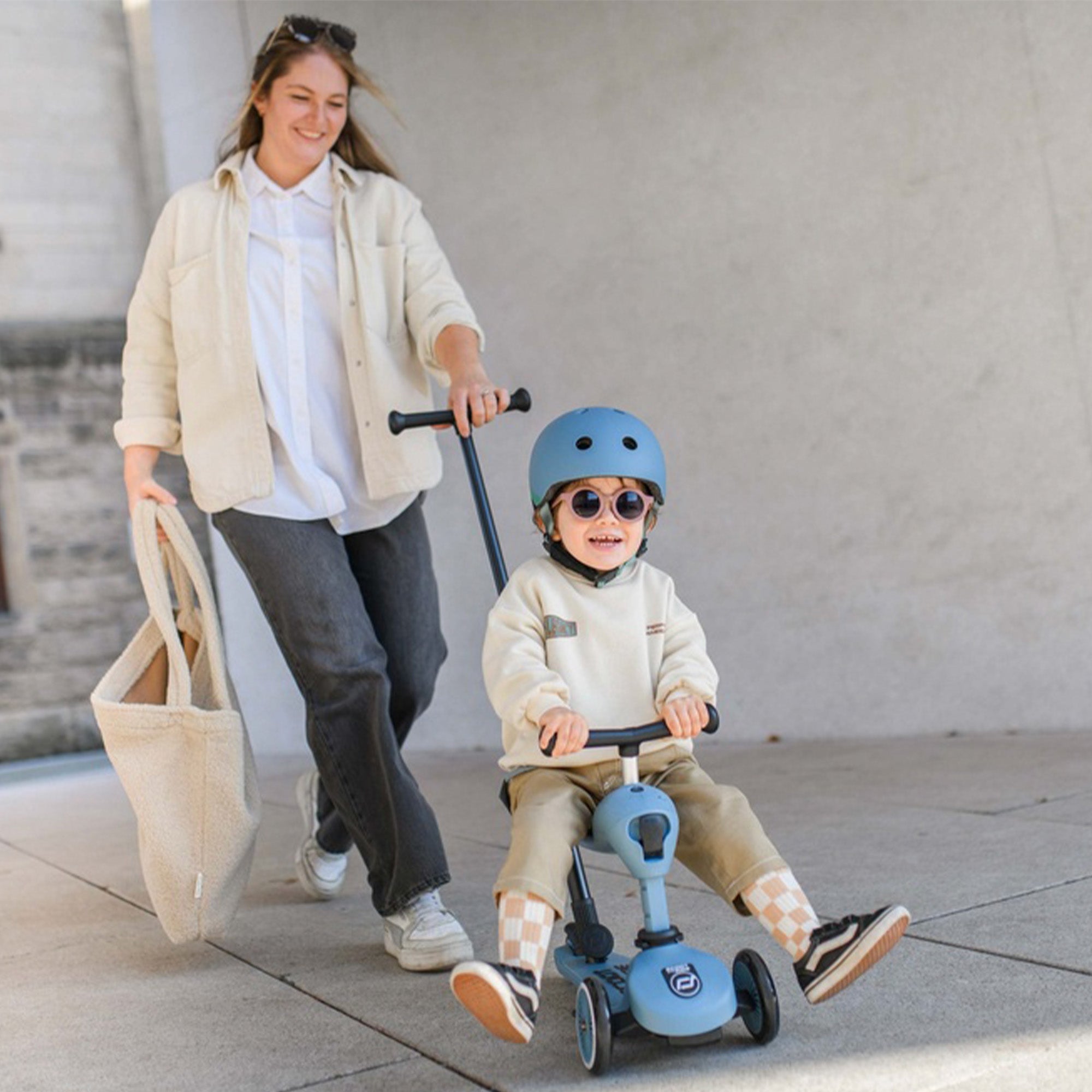 Scoot & Ride 2-in-1 Kids Scooter w/ Push Bar, Highwaykick 1 Push & Go, Steel - VMInnovations