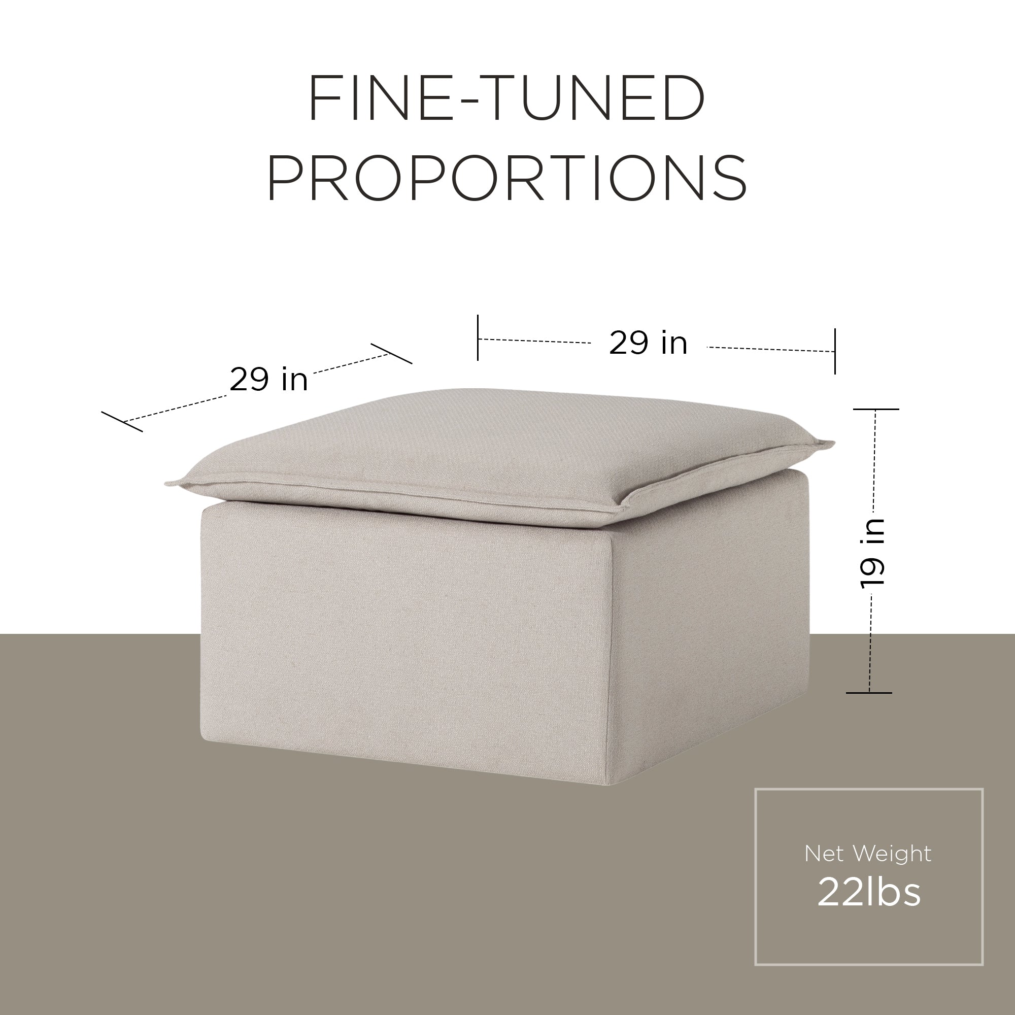 Maven Lane Claude Rustic Ottoman in Dove Fabric Upholstery (Used) - VMInnovations