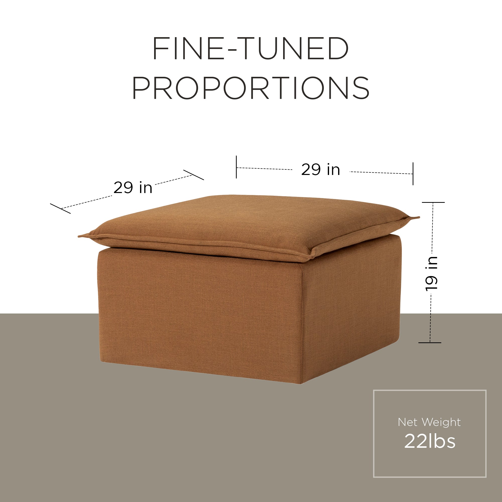 Maven Lane Claude Contemporary Ottoman in Clay Fabric Upholstery (Open Box) - VMInnovations
