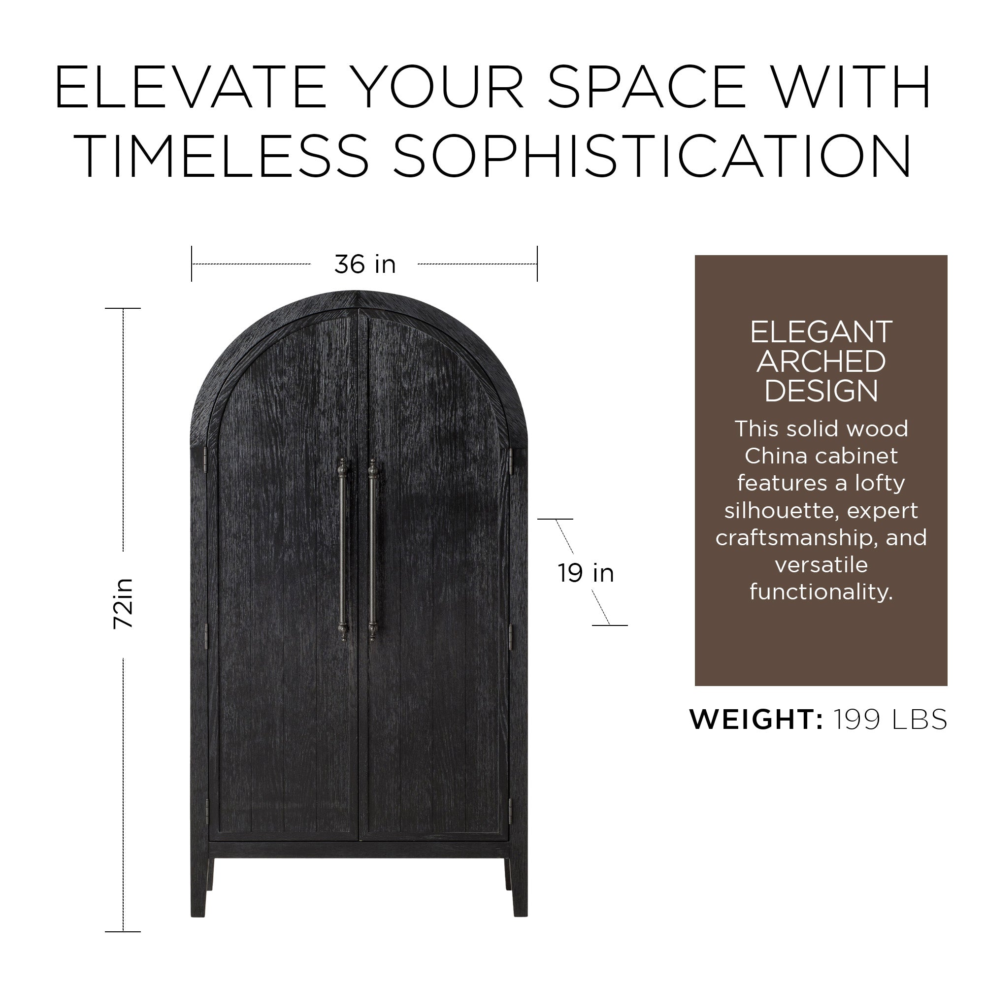 Maven Lane Selene Classical Wooden Cabinet in Antiqued Black Finish (For Parts) - VMInnovations