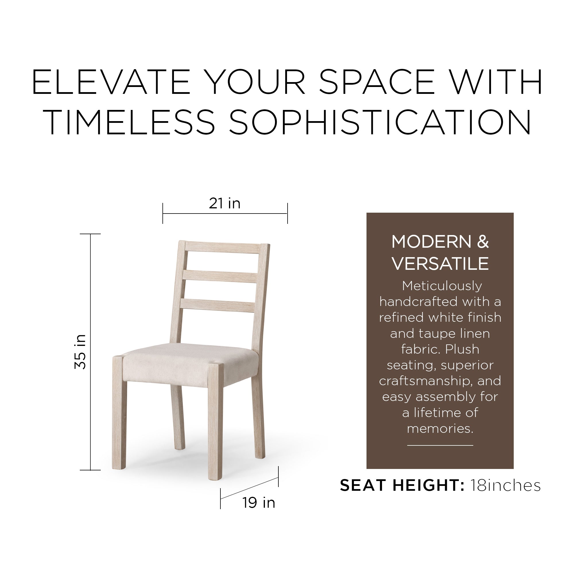 Maven Lane Rustic Dining Chair, White with Cream Weave Fabric, 2pc (Open Box) - VMInnovations