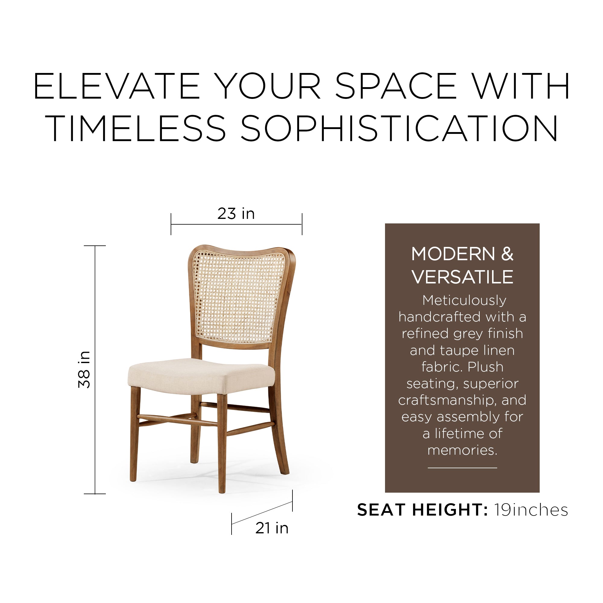 Maven Lane Dining Chair, Antique Natural & Taupe Linen Fabric, 2pc (For Parts) - VMInnovations