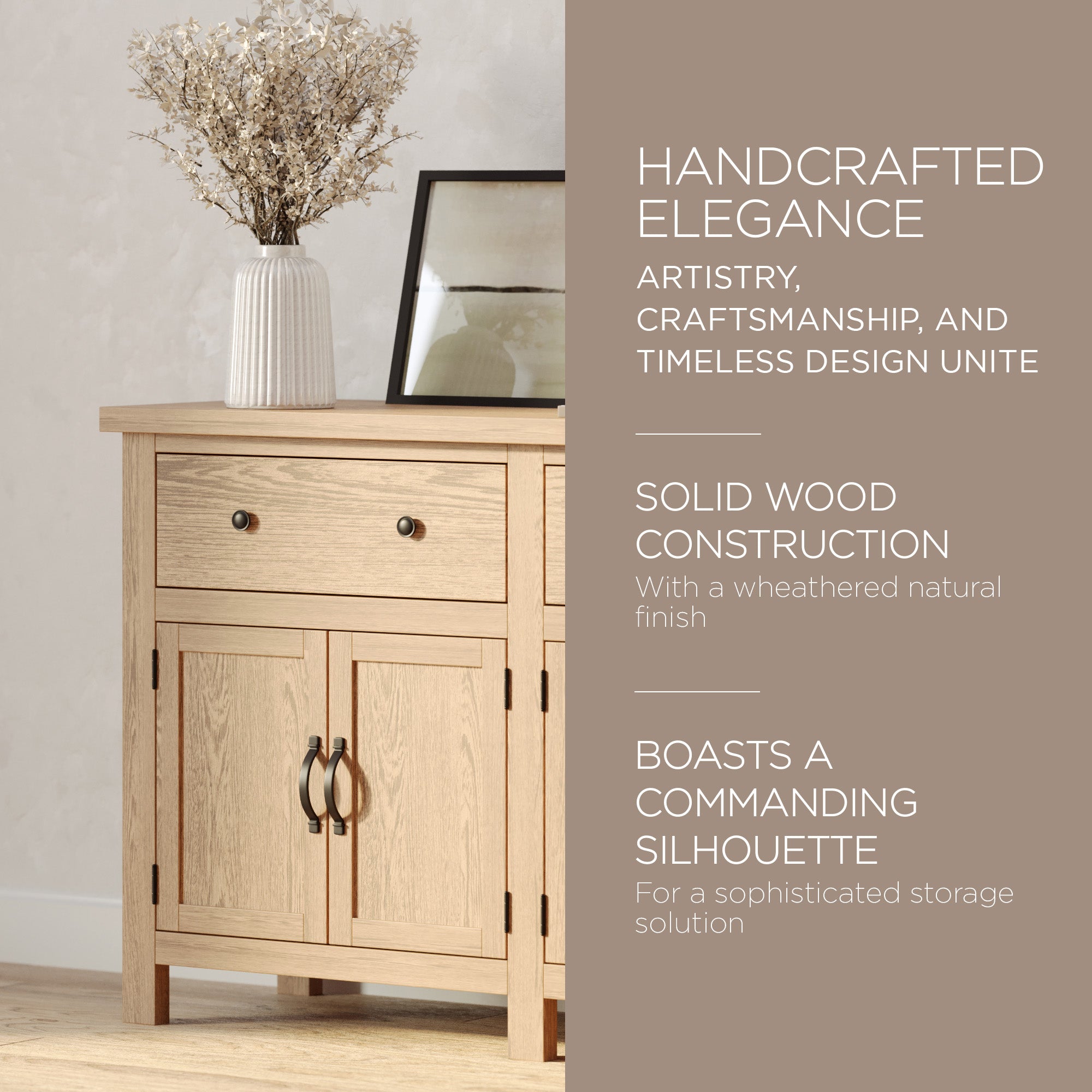 Maven Lane Felix Rustic Wooden Sideboard in Weathered Natural Finish (For Parts)