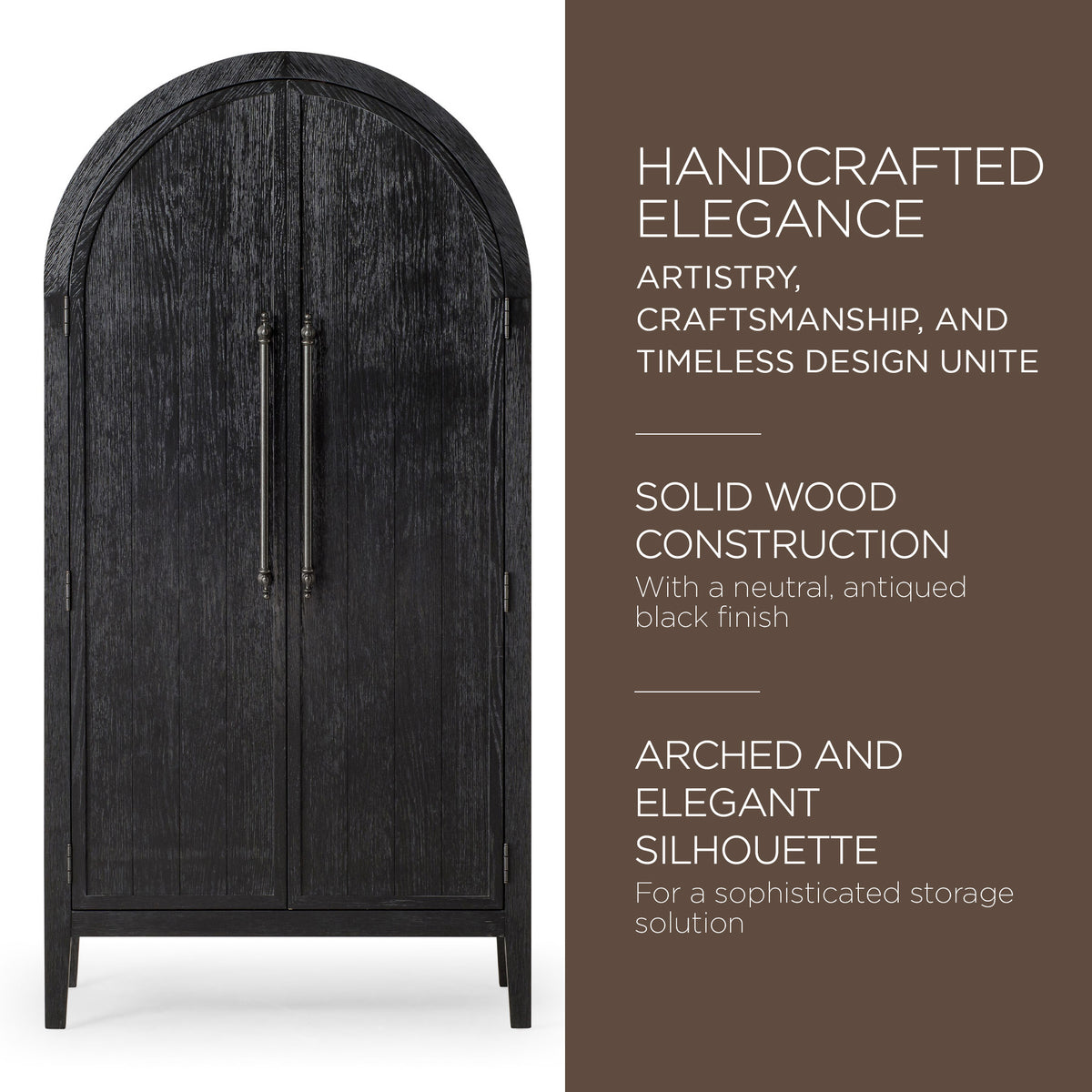 Maven Lane Selene Classical Wooden Cabinet in Antiqued Black Finish (For Parts) - VMInnovations