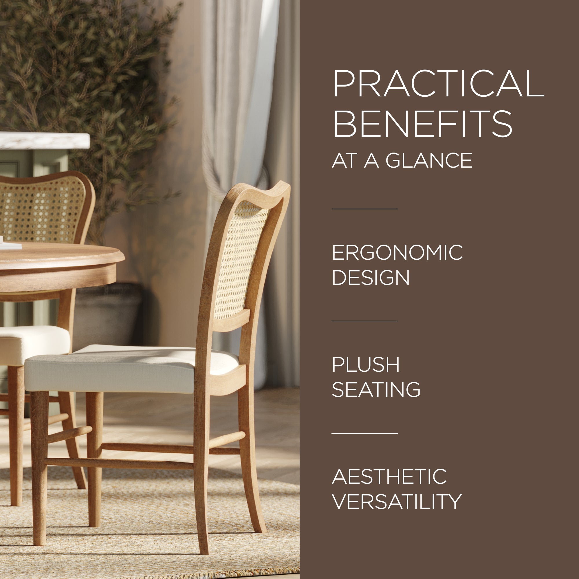 Maven Lane Wood Chair, Antique Natural & Taupe Linen Fabric, Set of 2 (Used) - VMInnovations