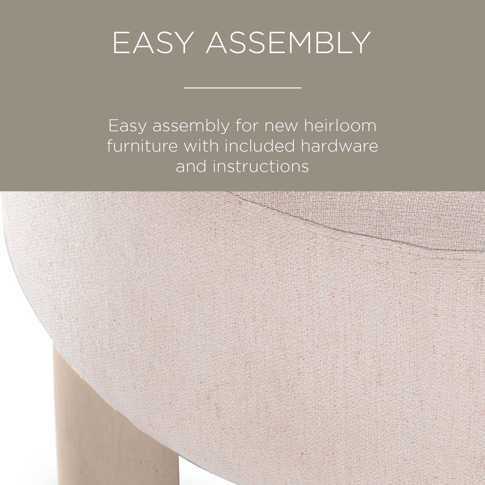Maven Lane Contemporary Upholstered Ottoman with Refined White Wood Finish(Used) - VMInnovations