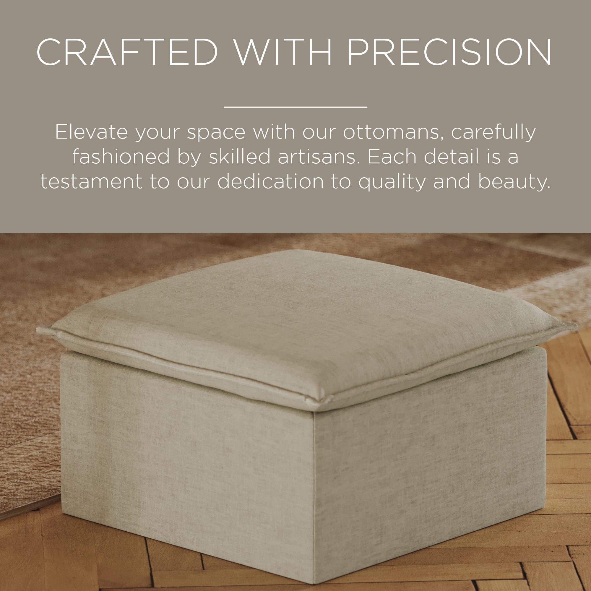 Maven Lane Claude Contemporary Ottoman in Dove Fabric Upholstery (Open Box) - VMInnovations
