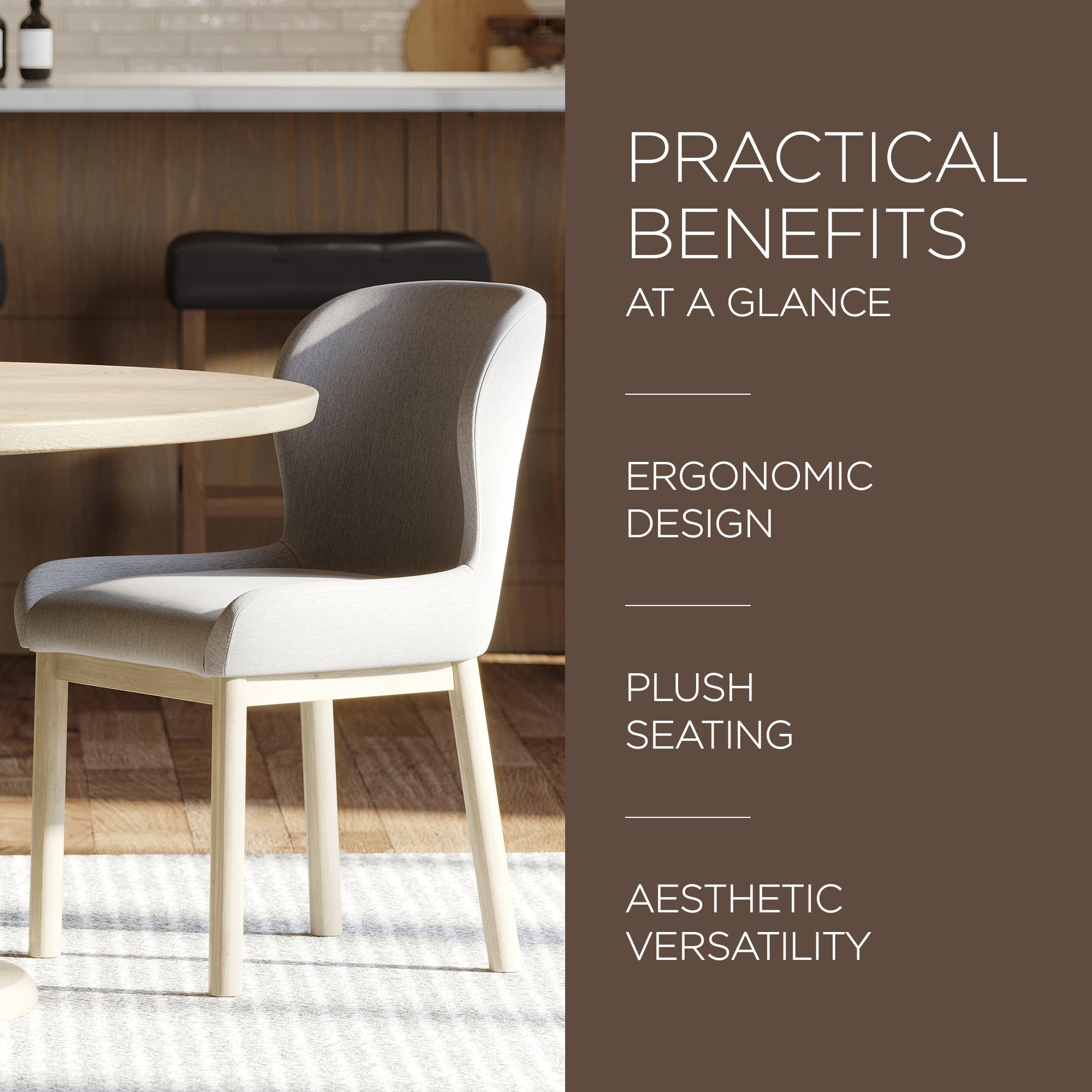Maven Lane Gia Contemporary Dining Chair, Refined Grey w/Taupe Fabric (Open Box) - VMInnovations