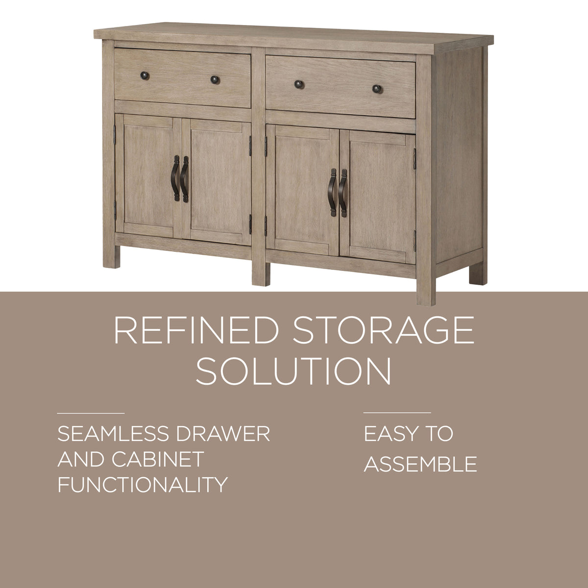 Maven Lane Felix Rustic Wooden Sideboard in Weathered Grey Finish (For Parts)