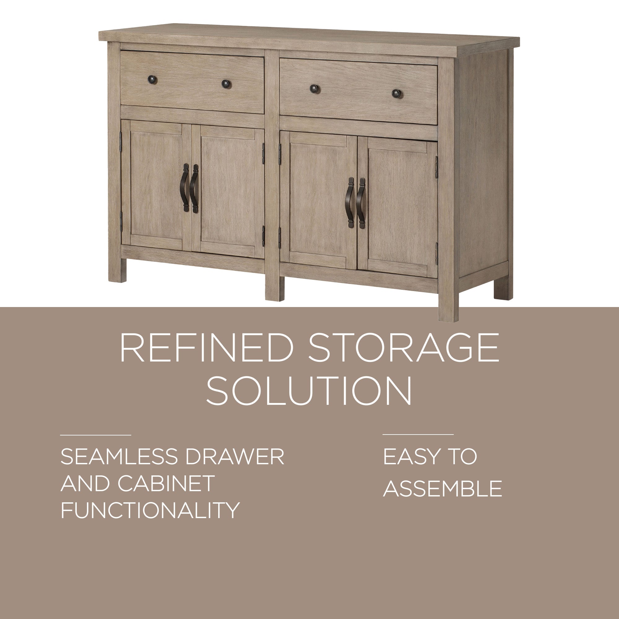 Maven Lane Felix Rustic Wooden Sideboard in Weathered Grey Finish (Used)