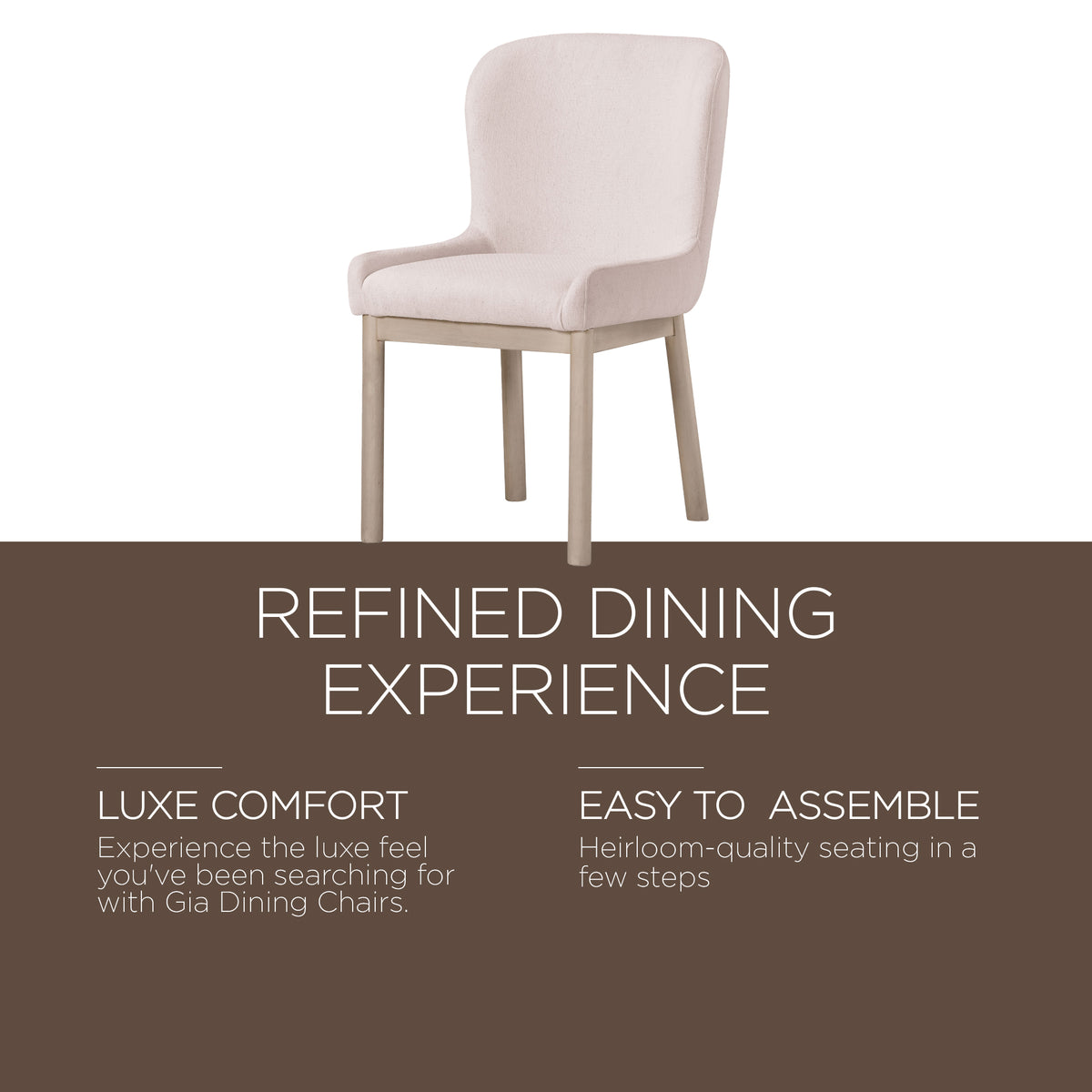 Maven Lane Gia Contemporary Dining Chair, Refined White, Cream Fabric, Set of 4