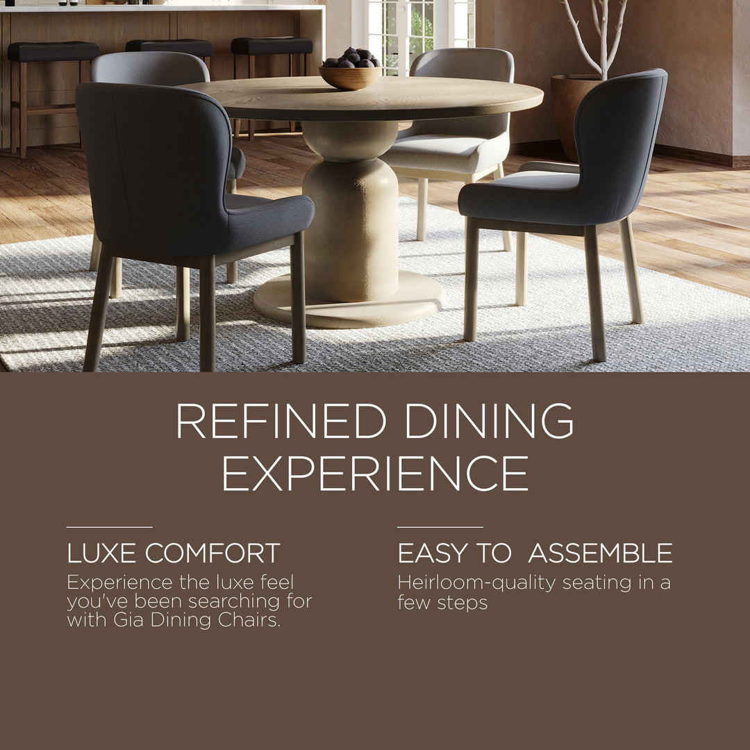 Maven Lane Gia Contemporary Dining Chair, Refined Grey Finish with Taupe Fabric - VMInnovations