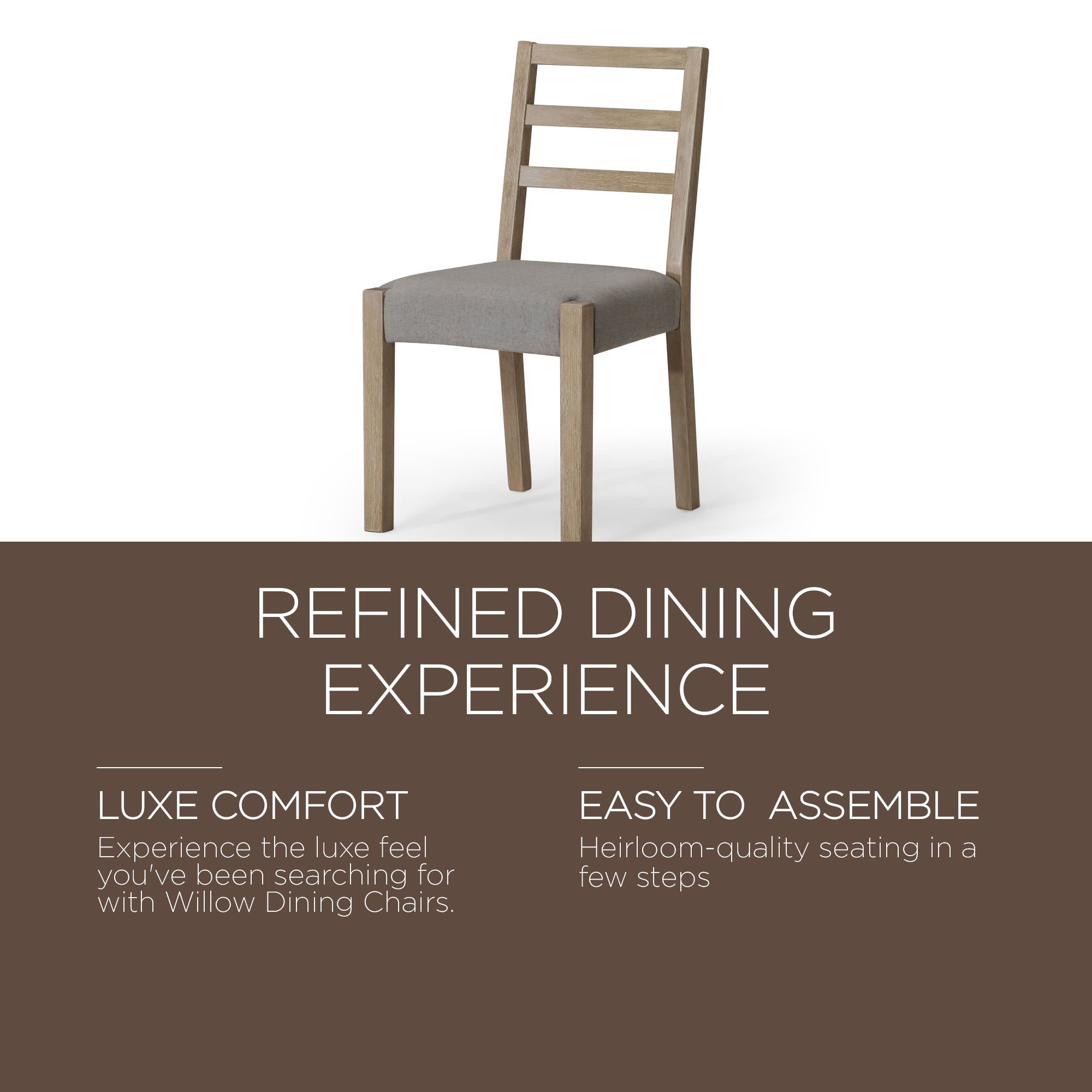 Maven Lane Rustic Dining Chair, Grey with Slate Linen Fabric, Set of 2 (Used)