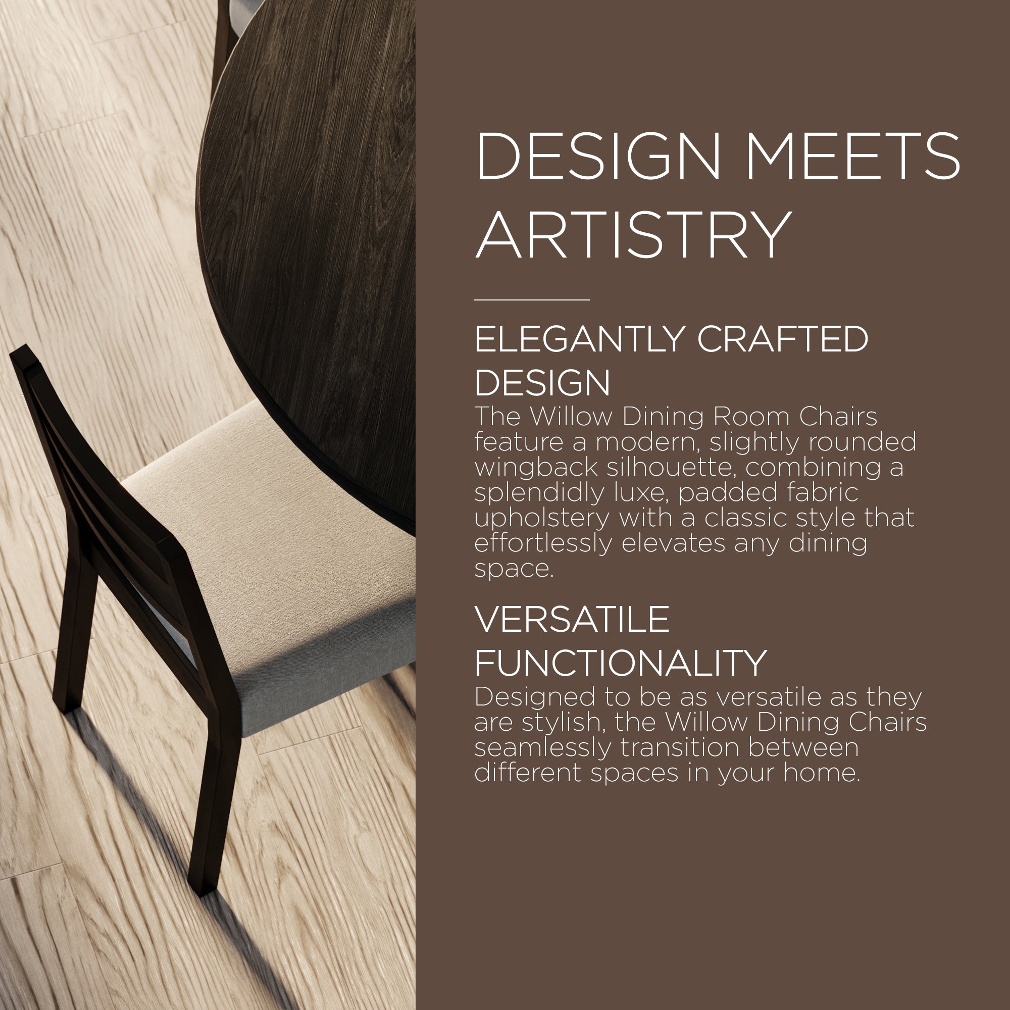 Maven Lane Willow Rustic Dining Chair, Black w/Dove Weave Fabric, 2Pc(Open Box) - VMInnovations