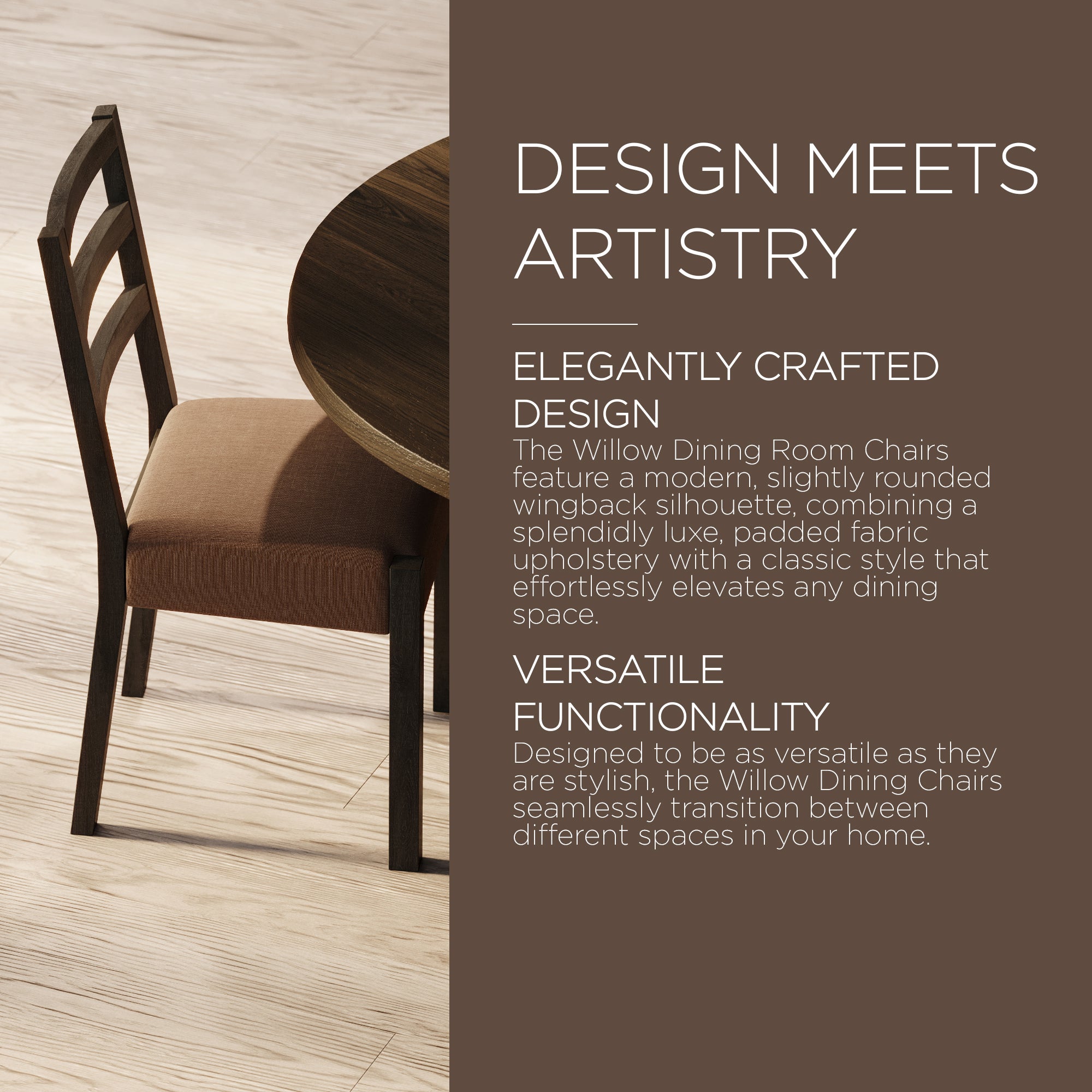 Maven Lane Rustic Dining Chair, Brown with Clay Canvas Fabric, 2pc (Open Box) - VMInnovations