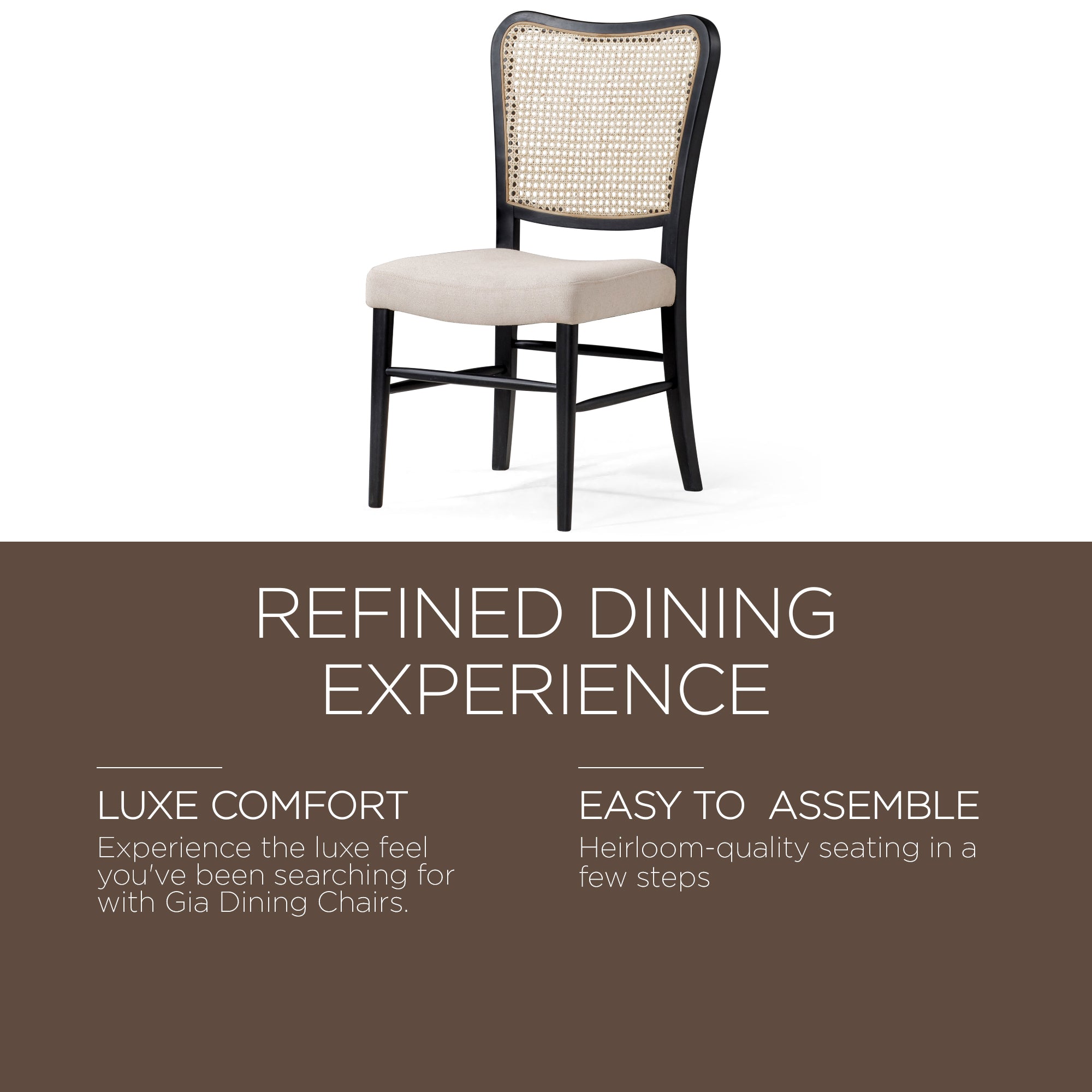 Maven Lane Wooden Dining Chair, Antique Black & Dove Fabric, 2pc (For Parts) - VMInnovations