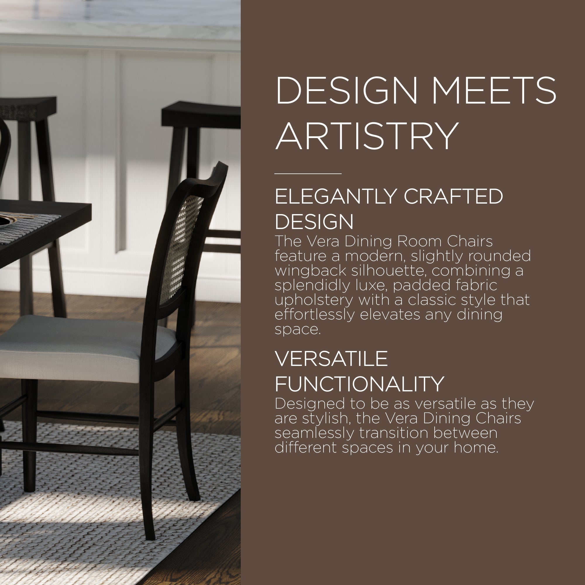 Maven Lane Wooden Dining Chair, Antique Black & Dove Fabric, 2pc (For Parts) - VMInnovations