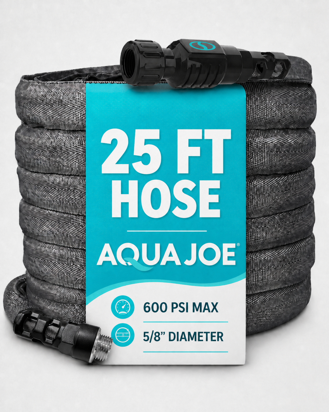 Aqua Joe FiberJacket Garden Hose, Kink-Resistant, 25' x 5/8" Diameter (Open Box)