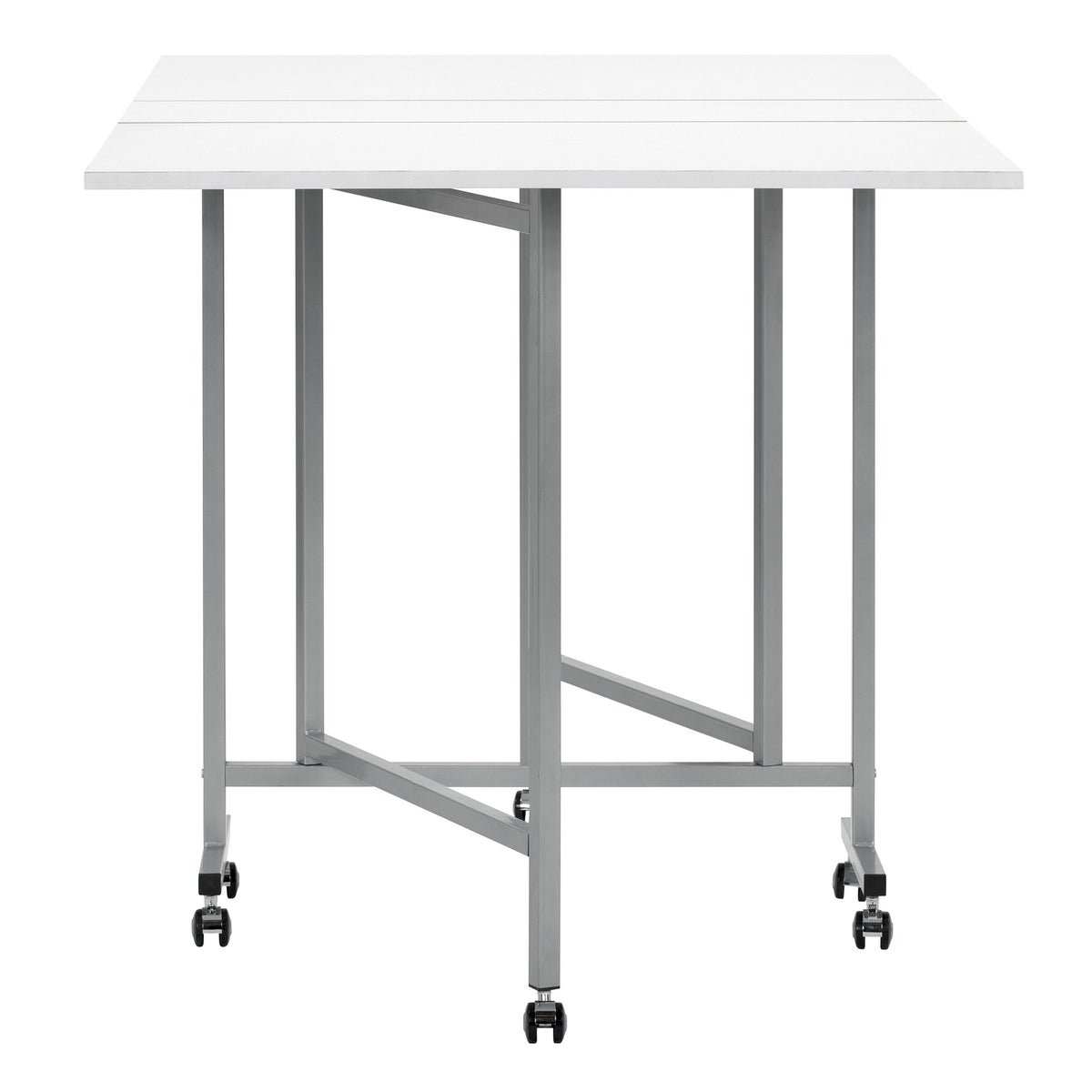 Sew Ready Folding Craft and Cutting Standing Table with Wheels, Silver/White