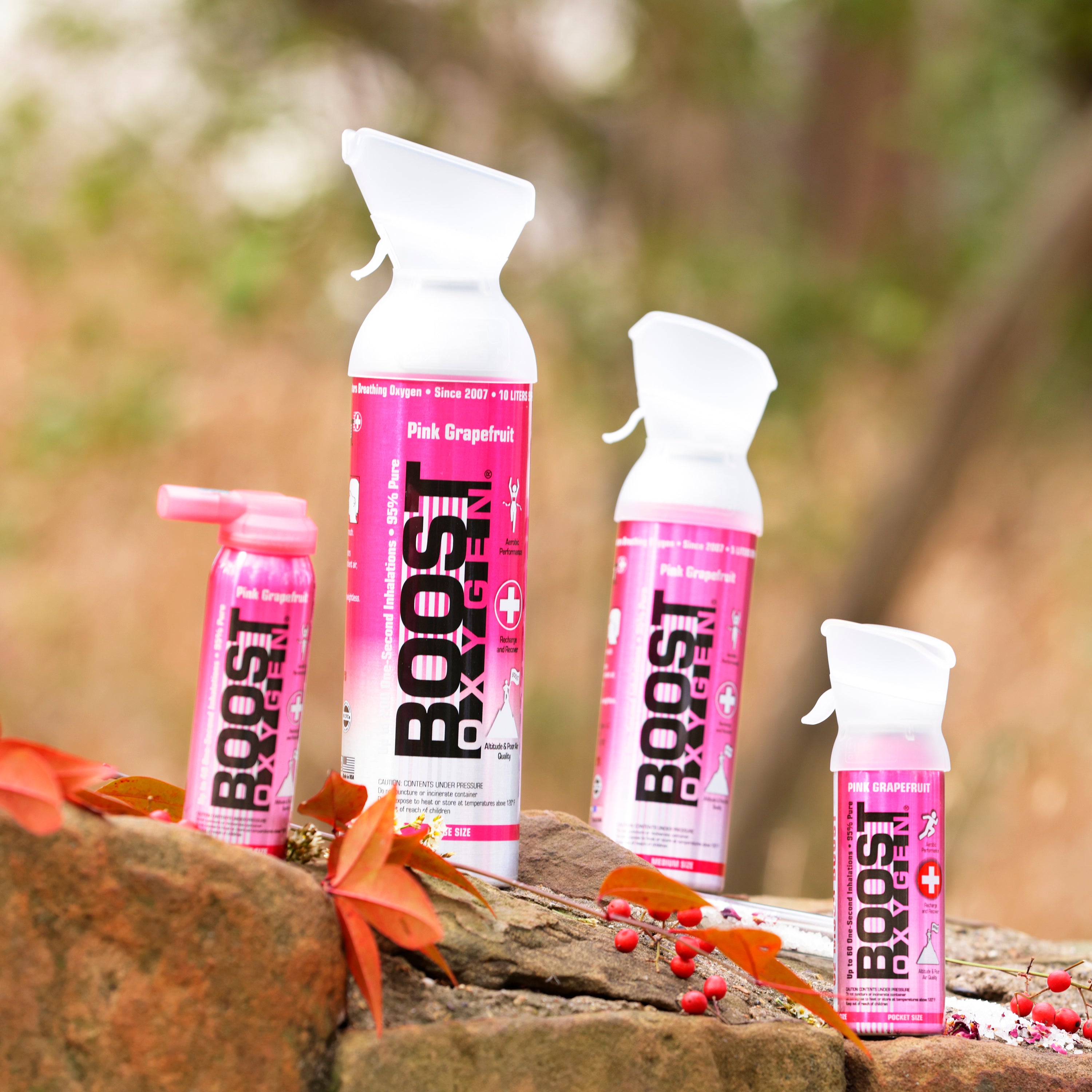 Boost Oxygen Pocket Sized Canned Oxygen w/ Mouthpiece, Pink Grapefruit (9 Pack) - VMInnovations