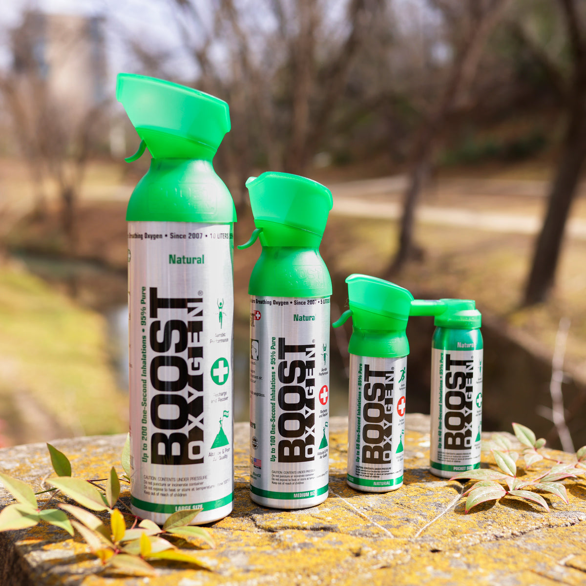 Boost Oxygen 3L Pocket Sized Can Oxygen Bottle w/Mouthpiece, Natural (10 Pack)