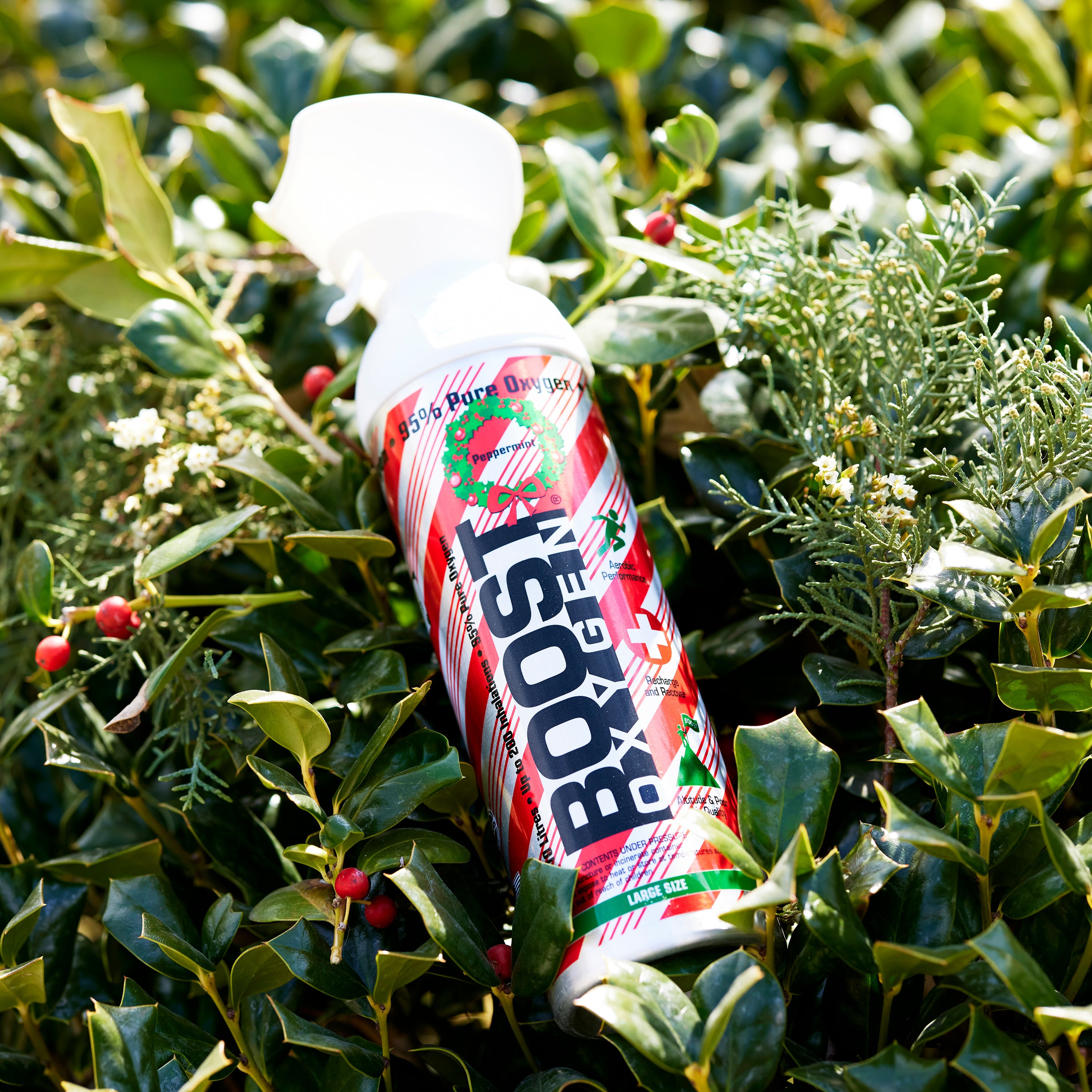 Boost Oxygen 10L Canned Oxygen Holiday Candy Cane Bottle, Peppermint (4 Pack) - VMInnovations