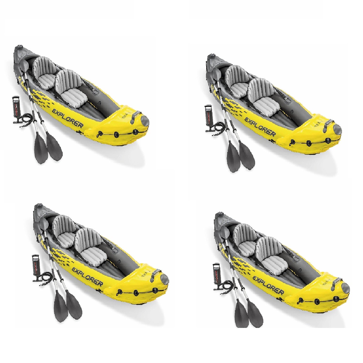 Intex Explorer K2 Kayak, 2-Person Inflatable Set with Oars and Air Pump (4 Pack) - VMInnovations