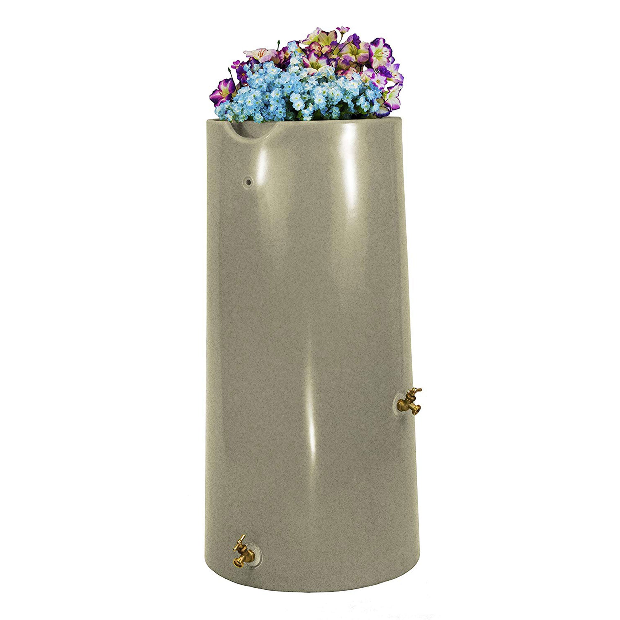 Good Ideas Impressions Reflections 50 Gallon Plant Rain Saver Barrel, Sandstone