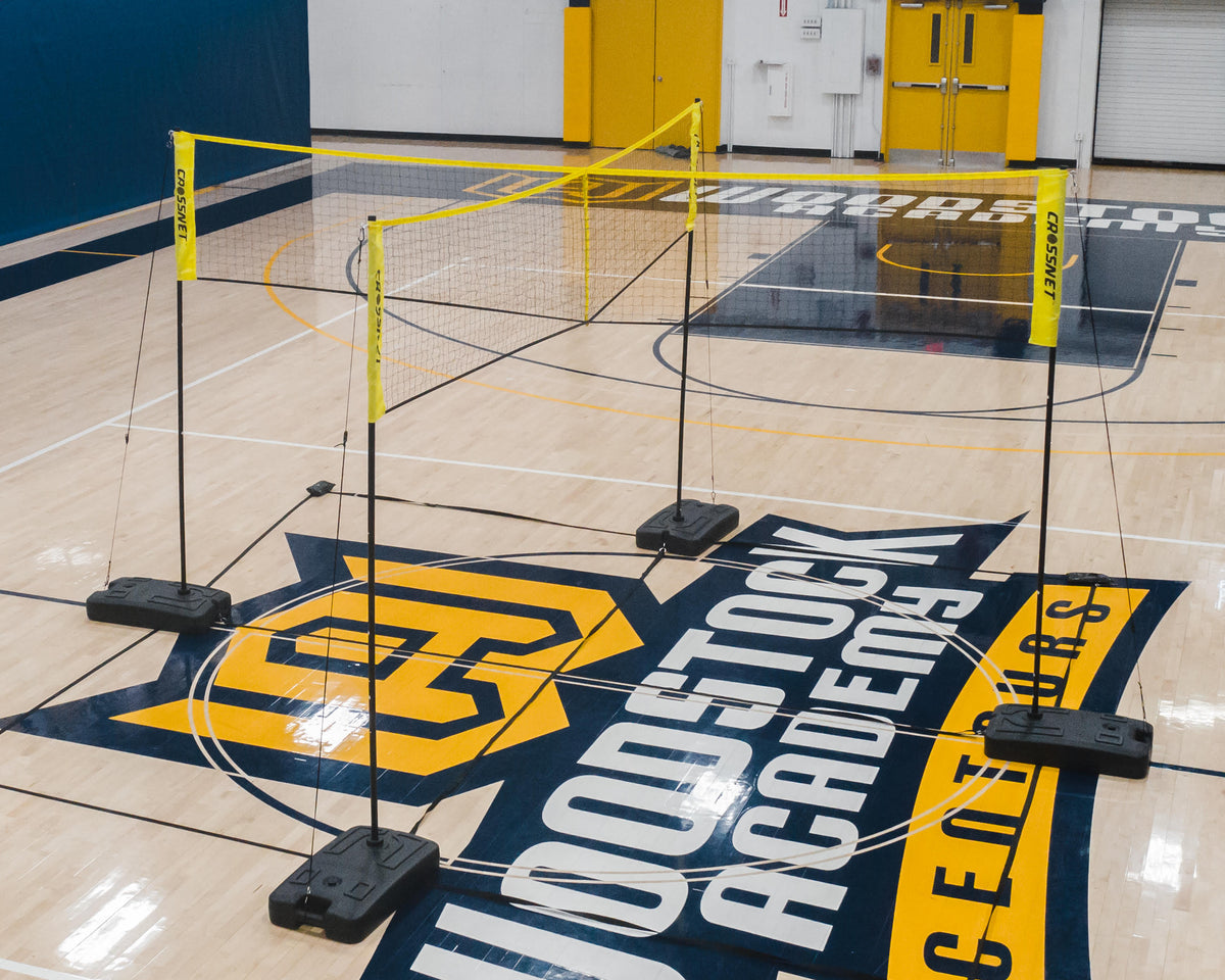 CROSSNET Four Square Volleyball Net and Game Set with Indoor 4 Pack Base Set