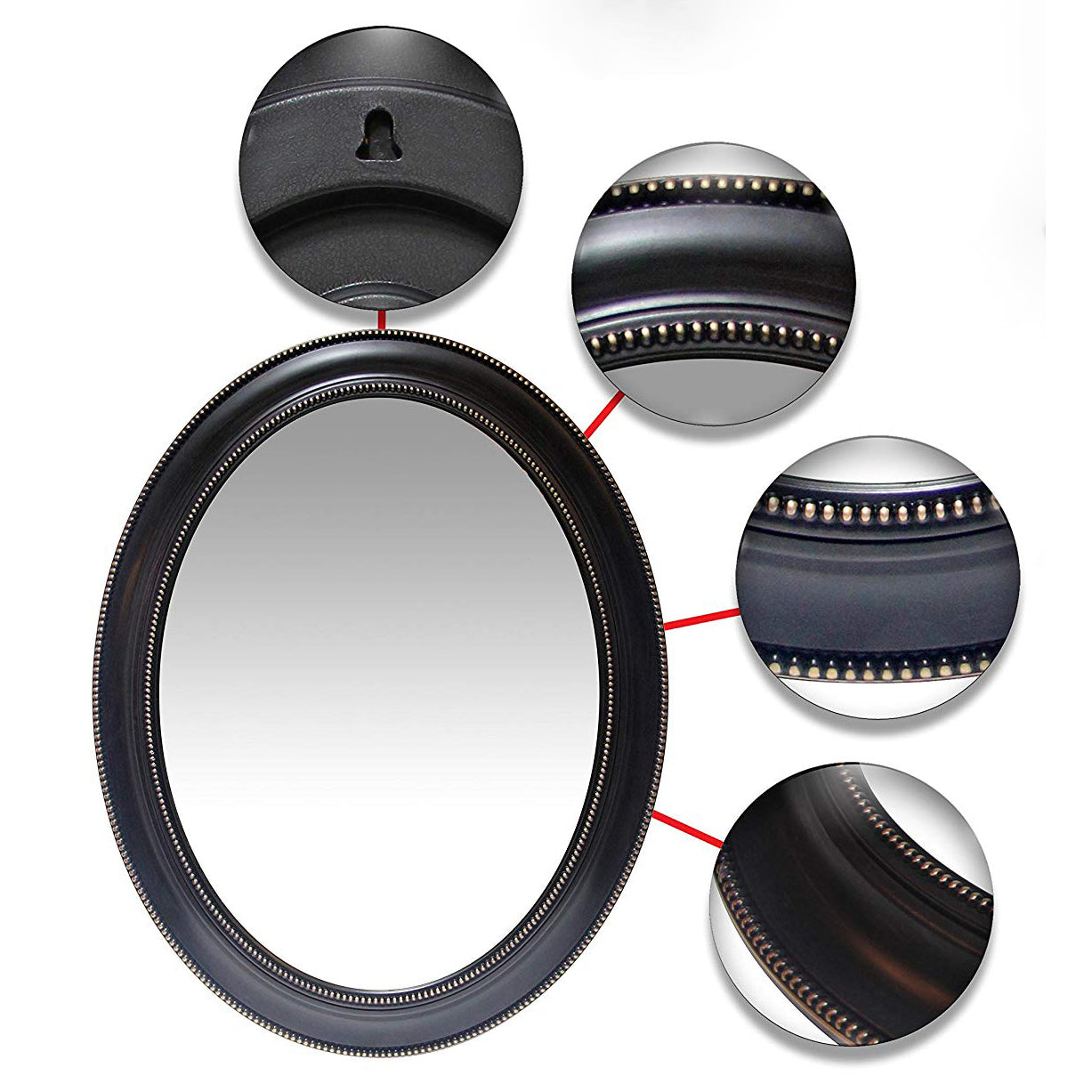 Infinity Instruments 30-Inch Sonore Oval Wall Hanging Mirror, Black (Open Box) - VMInnovations