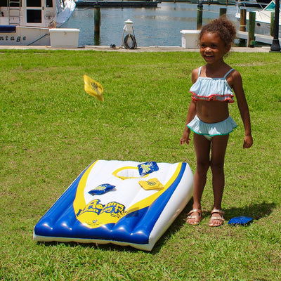 Driveway Games Floating Bean Bag Toss Inflatable Cornhole Game for Outdoor Pool