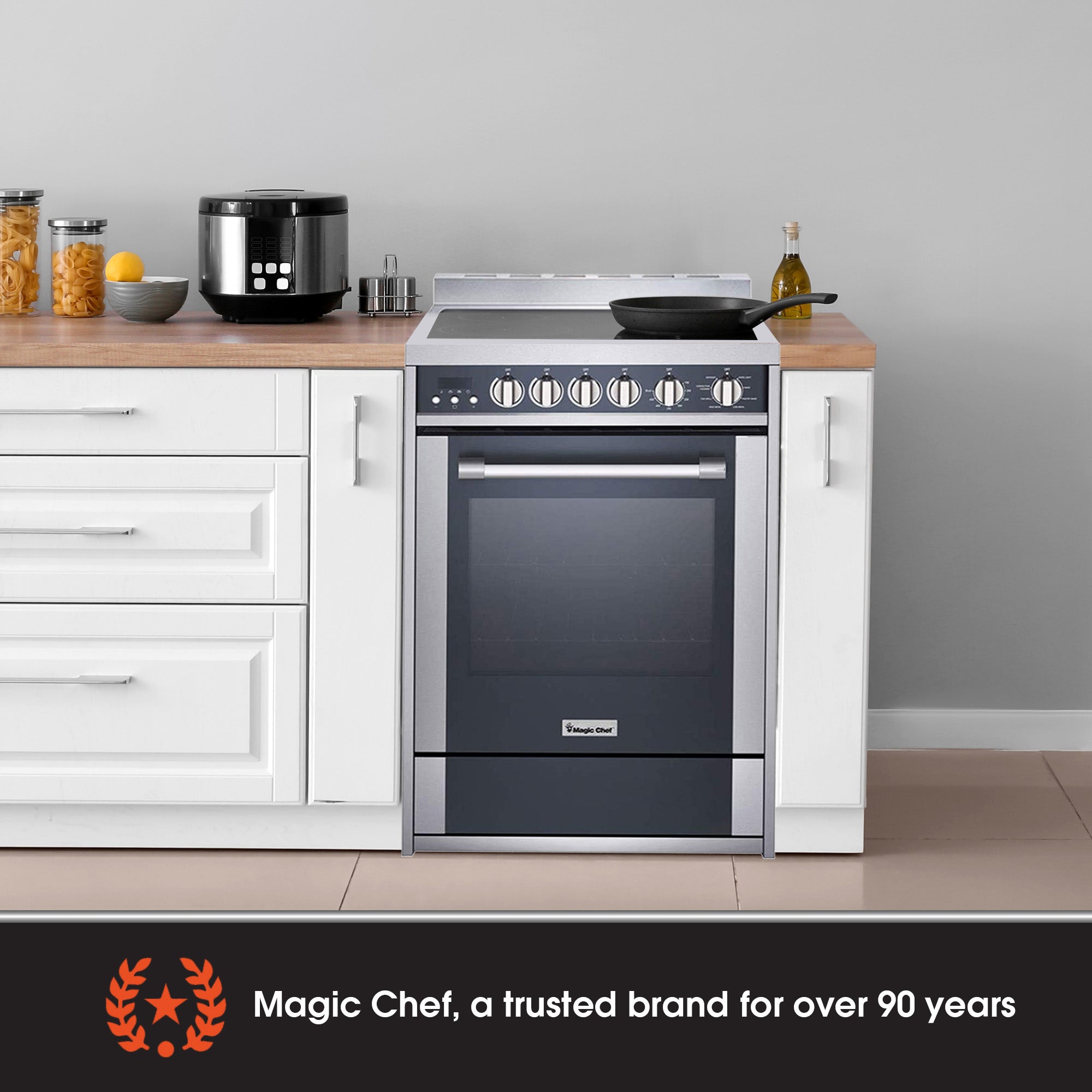 Magic Chef MCSRE24S Stainless Steel Electric Range with Convection and 4 Burners - VMInnovations