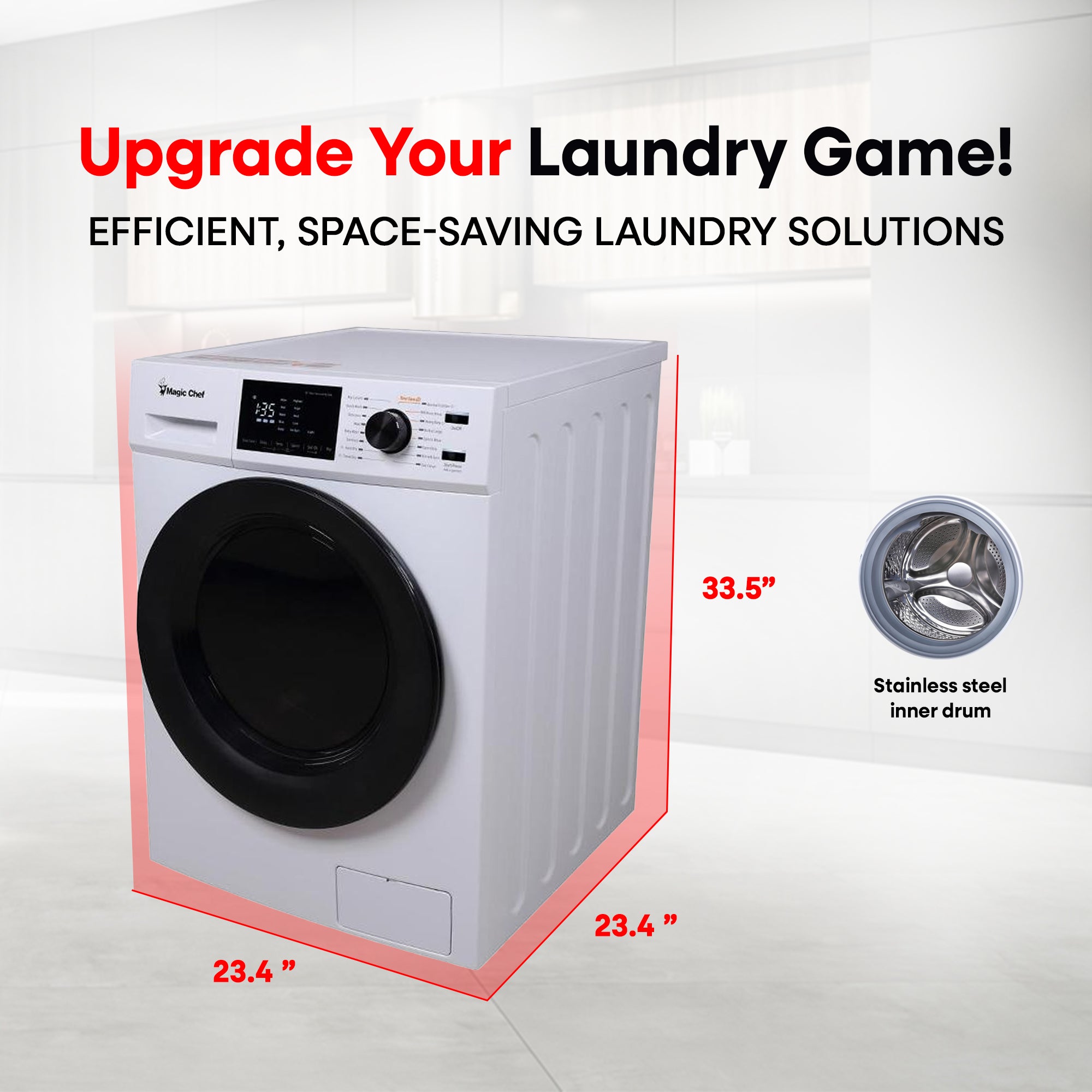 Magic Chef MCSCWD27W5 2.7 Cu Ft Front Load Washer And Dryer Combination, White - VMInnovations