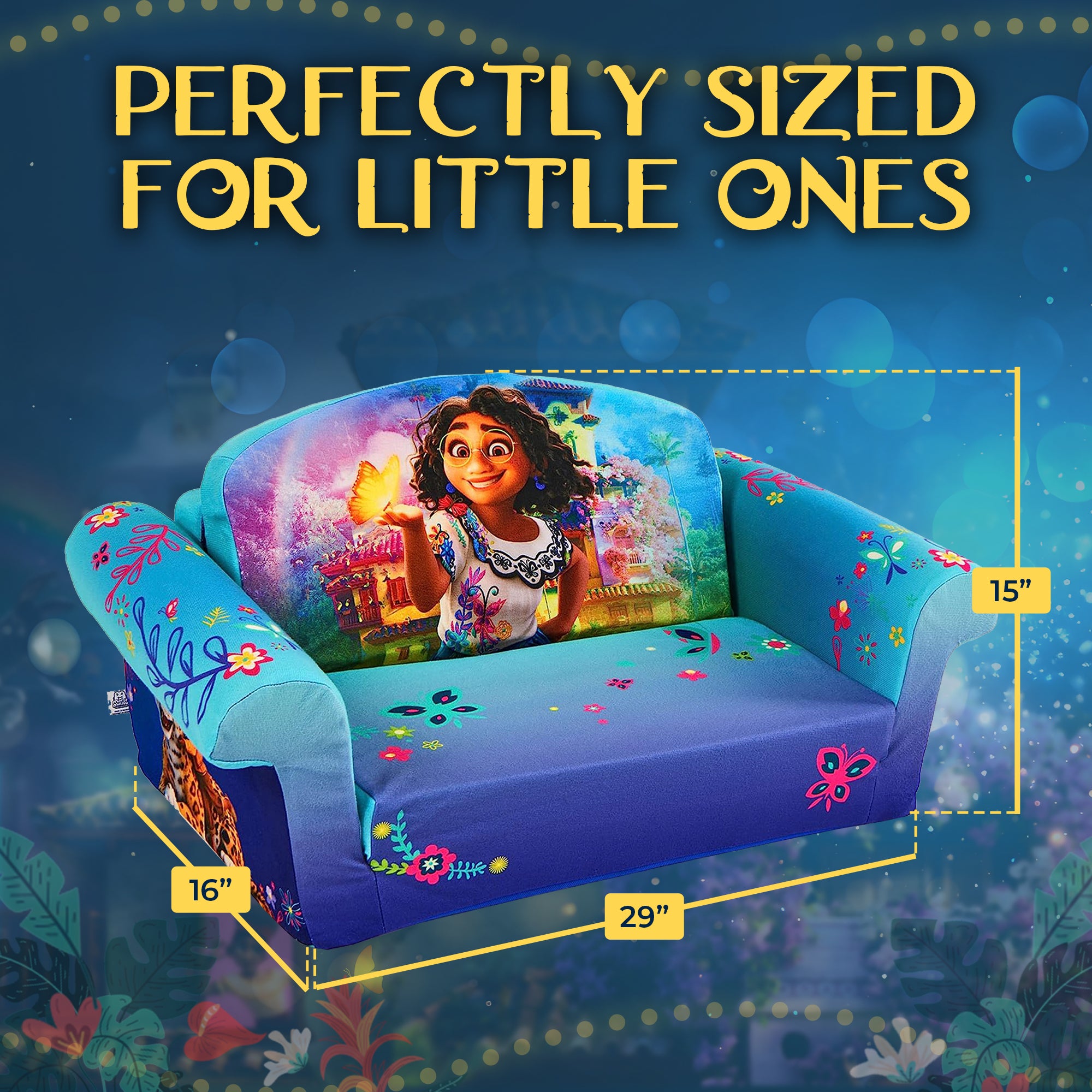 Marshmallow Furniture Kids 2-in-1 Flip Open Foam Compressed Sofa, Encanto (Used) - VMInnovations