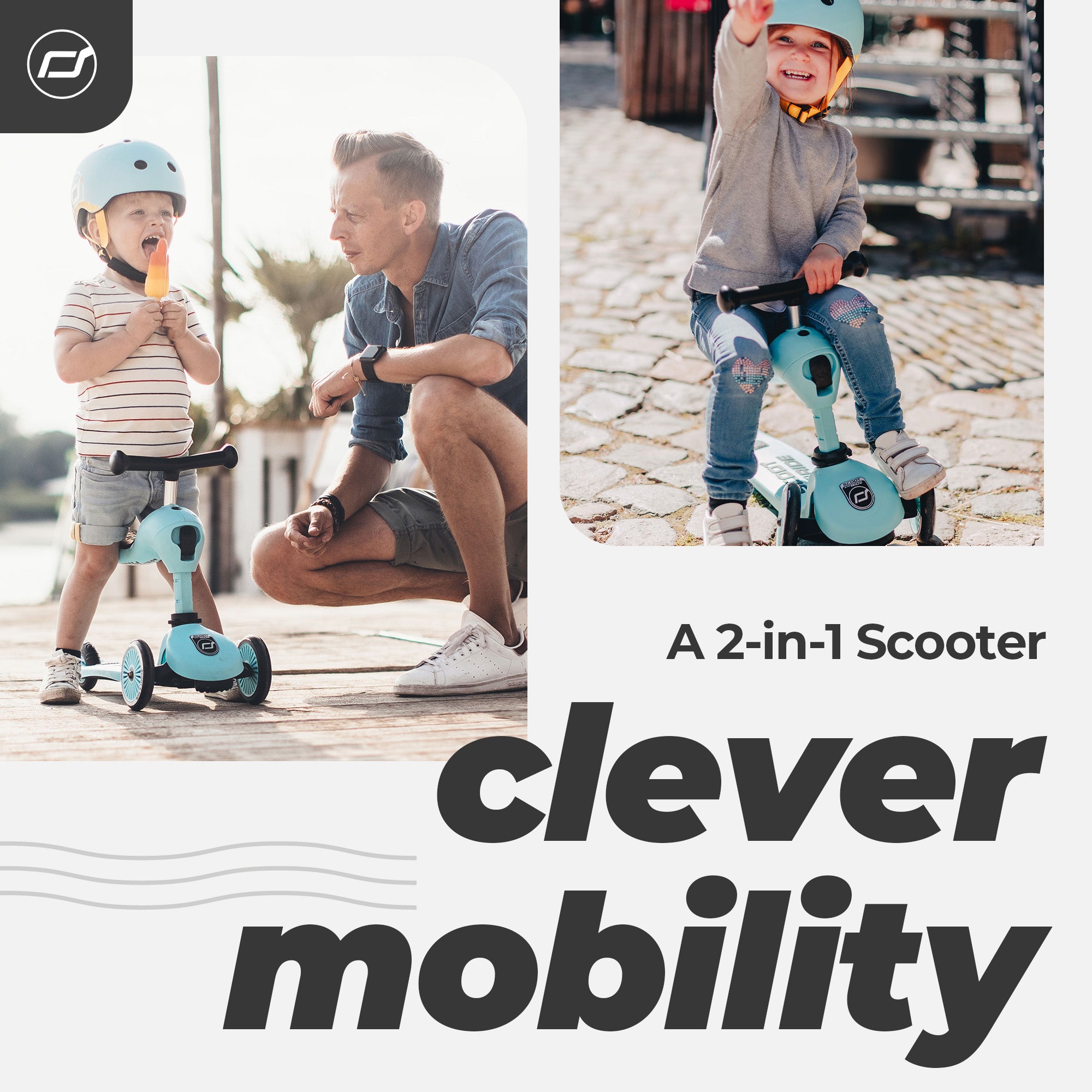 Scoot & Ride 2-in-1 Ride-On & Stand Scooter, Ages 1-5, Highwaykick 1, Blueberry