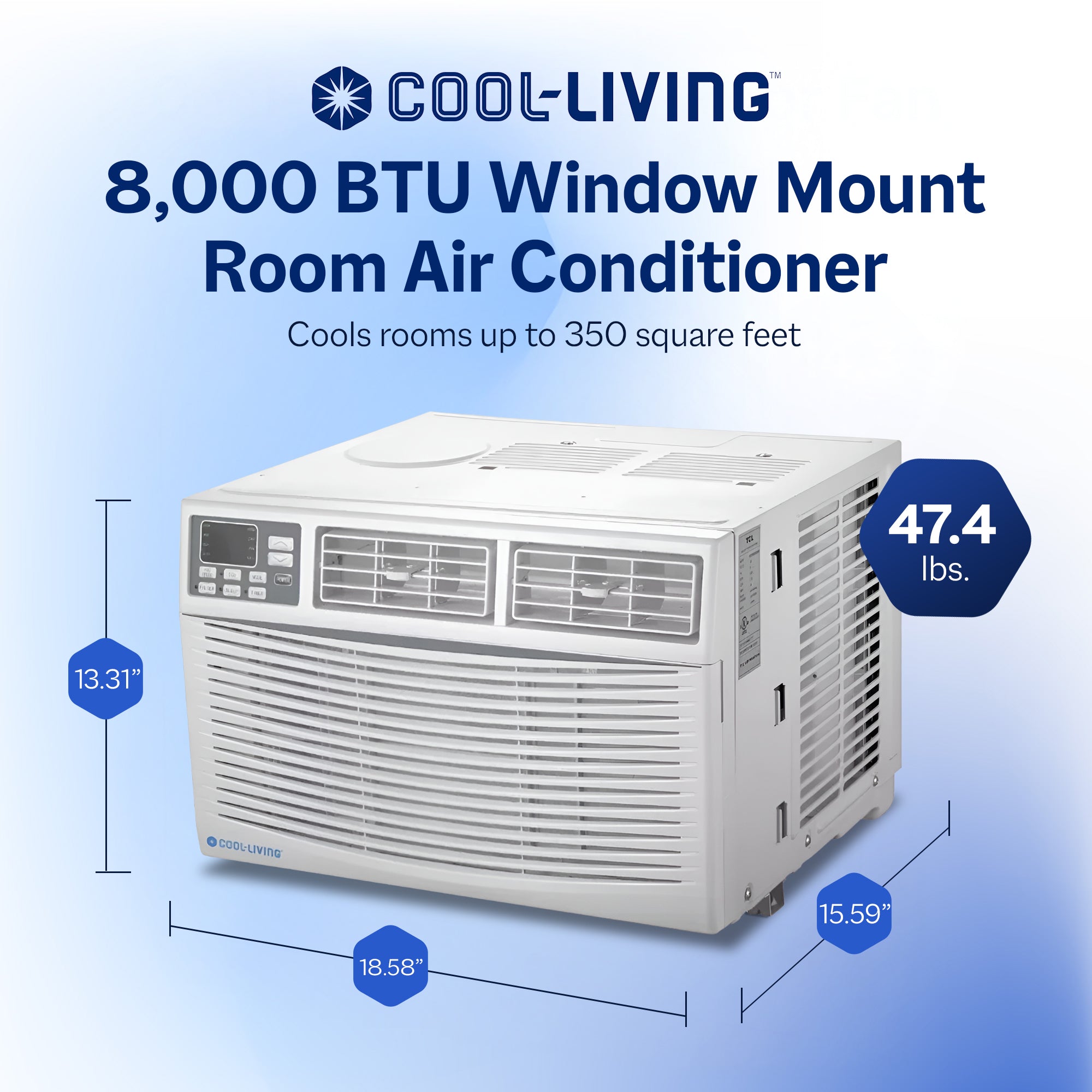 Cool-Living 8,000 BTU Window Mount Room Air Conditioner with Installation Kit - VMInnovations