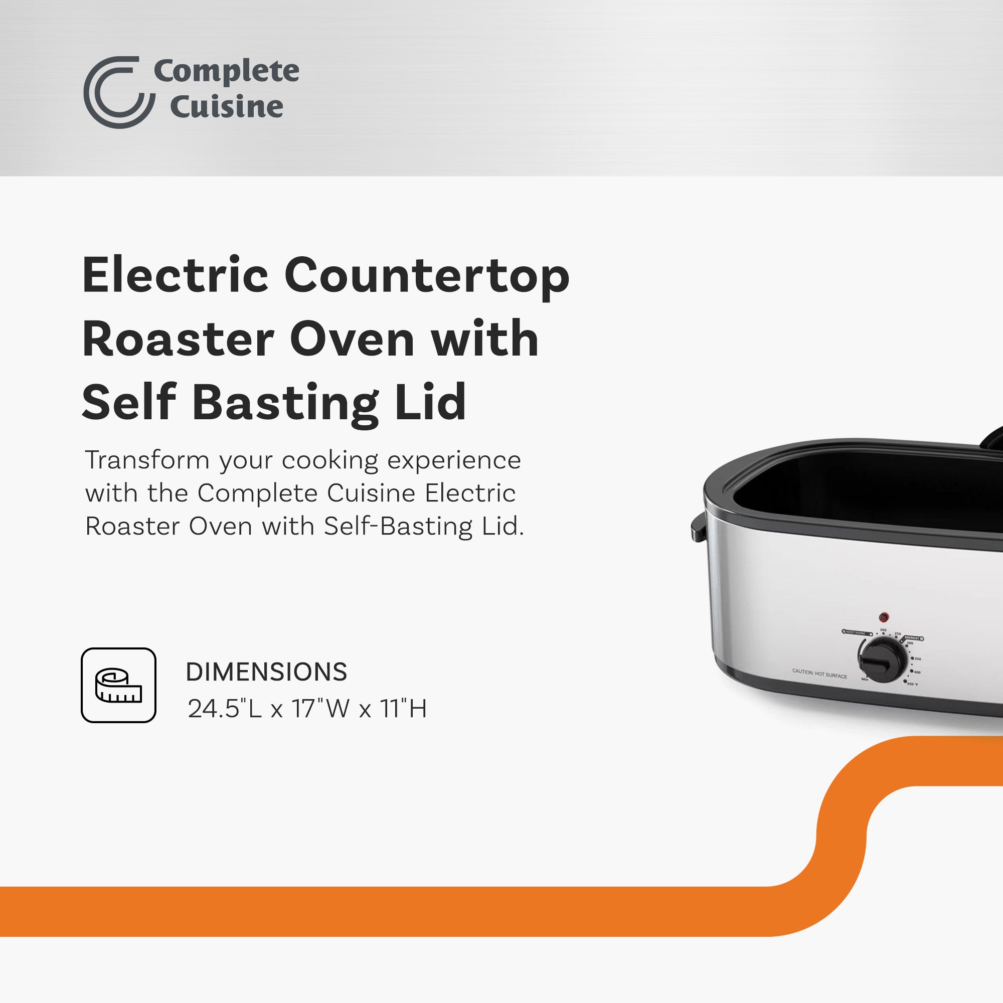 Complete Cuisine Electric Countertop Roaster Oven with Self Basting Lid, 22 Qt - VMInnovations
