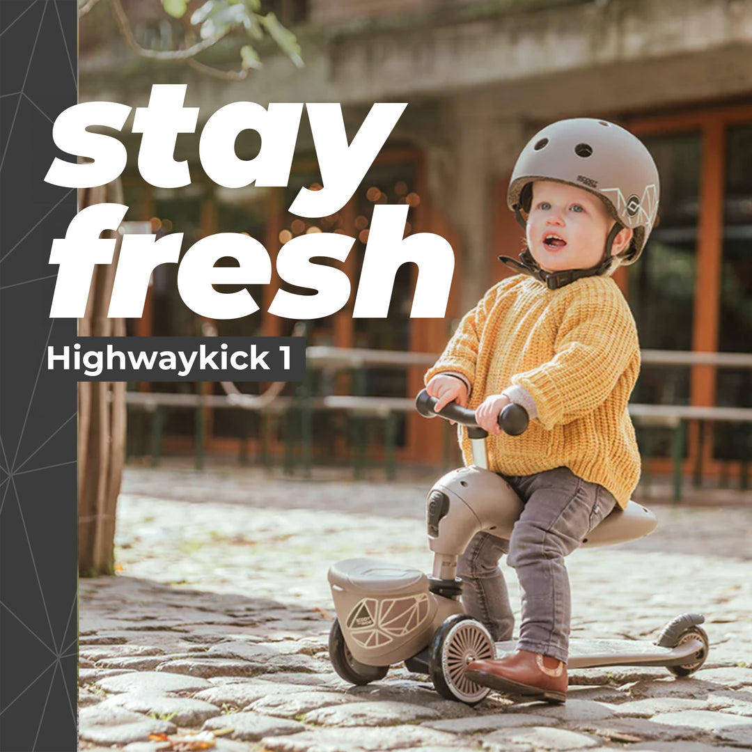 Scoot & Ride 2-in-1 Kids Scooter with Basket, Highwaykick 1 Lifestyle, Brown - VMInnovations