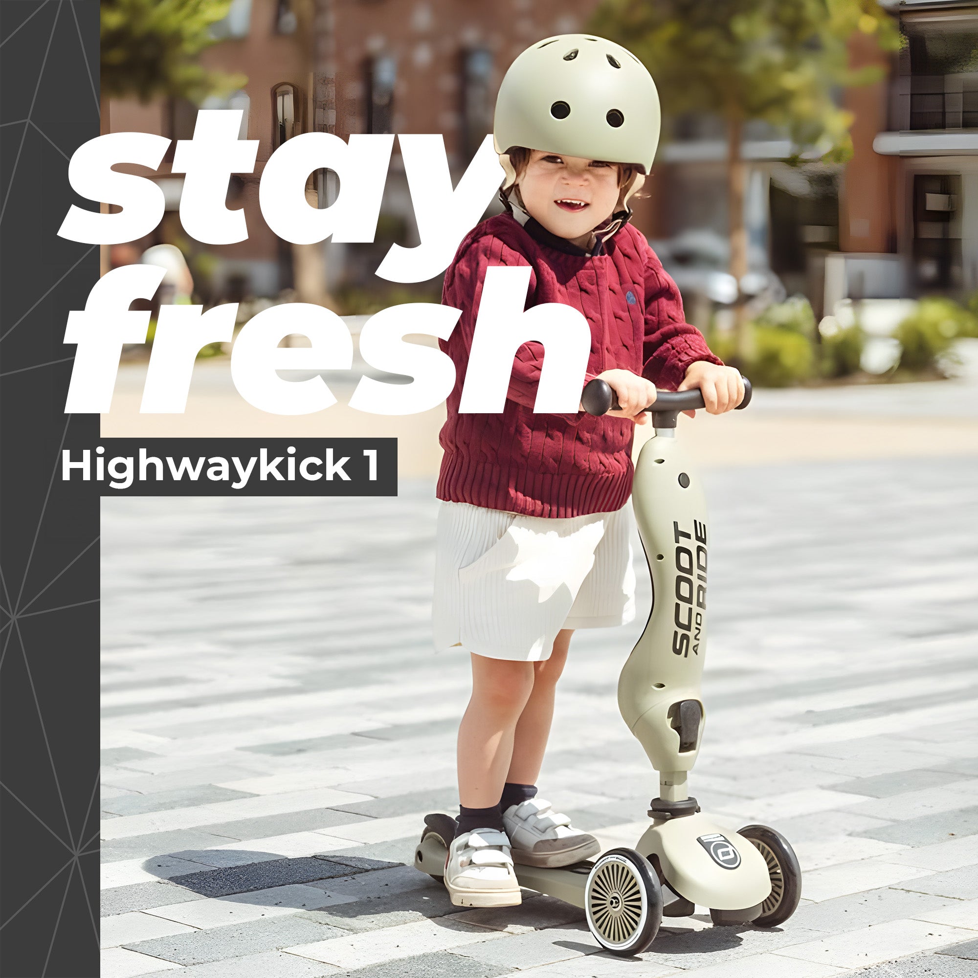 Scoot & Ride 2-in-1 Ride-On & Stand Kids Scooter, Ages 1-5, Highwaykick 1, Olive