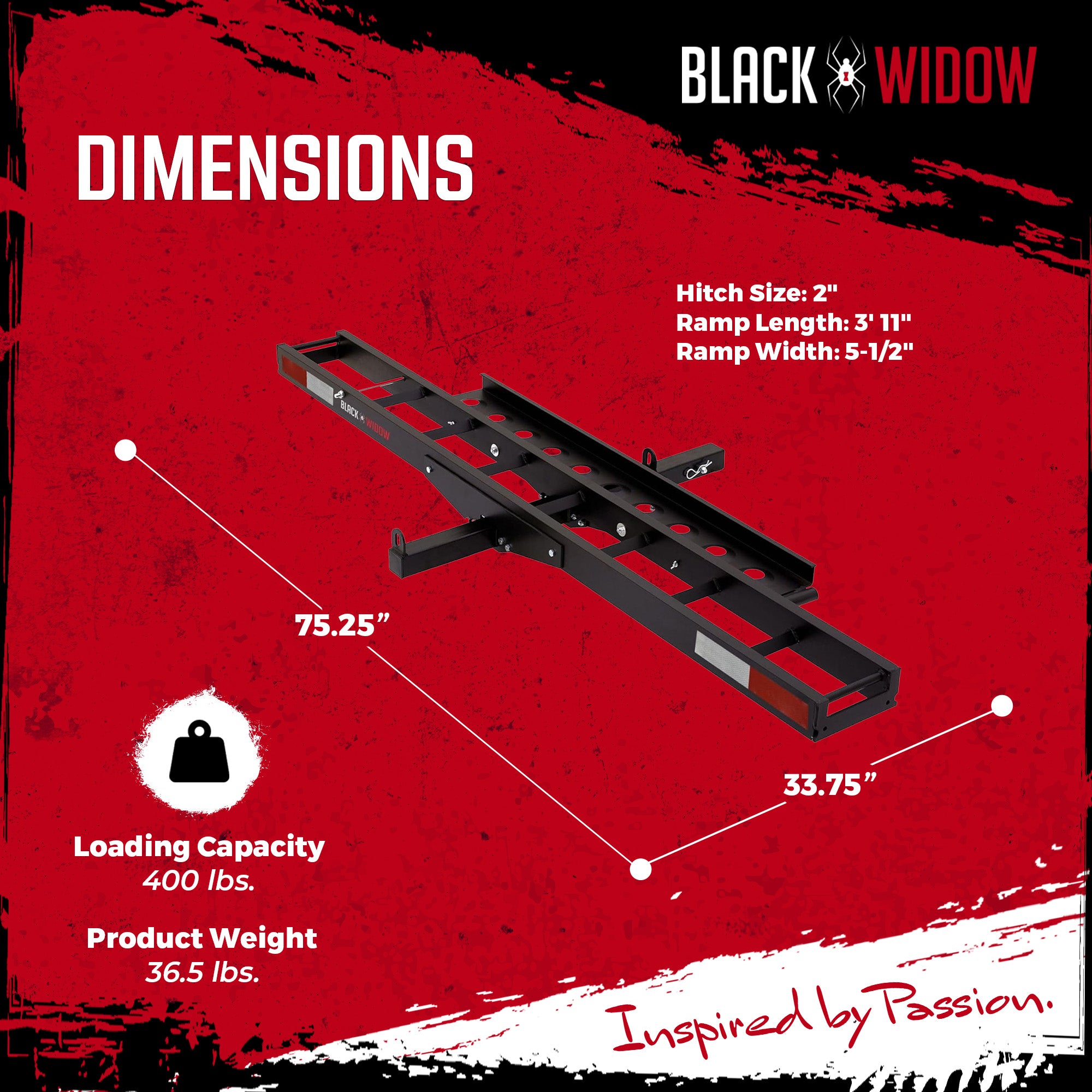 Black Widow Pro Anodized Aluminum Dirt Bike Carrier, 400 lbs Cap, Black (Used)