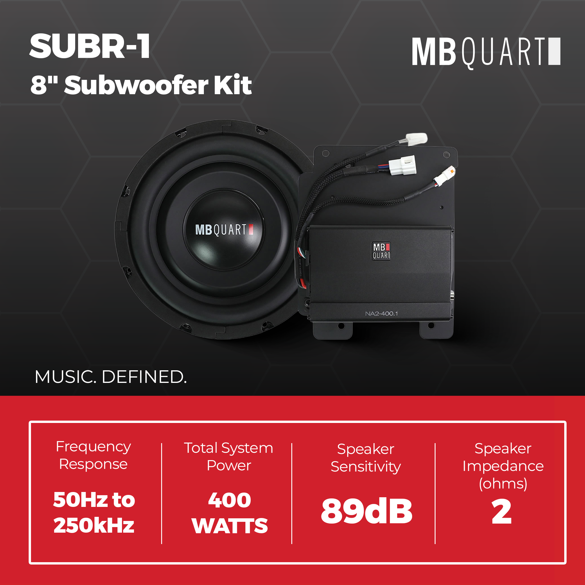 MB Quart 8" Subwoofer Upgrade for 21-24 Ford Bronco, Tuned Audio Package, 400W - VMInnovations