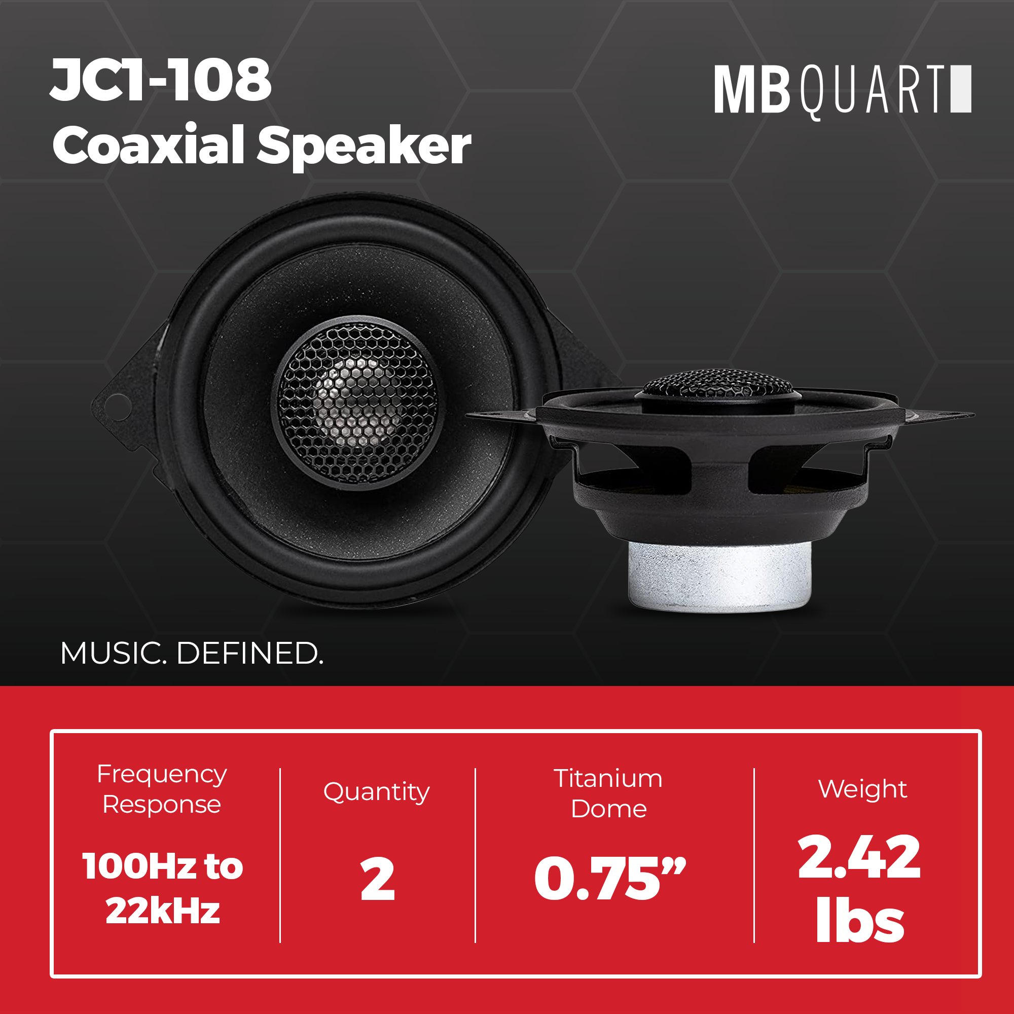 MB Quart 3.5" Coaxial Speaker Set for Jeep Wrangler JL 18-26/Gladiator JT 20-26