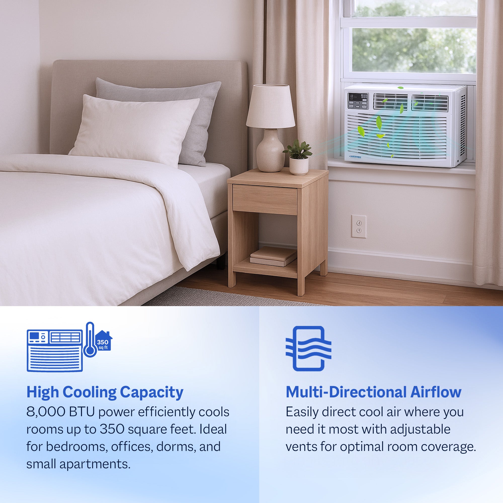 Cool-Living 8,000 BTU Window Mount Room Air Conditioner with Installation Kit - VMInnovations