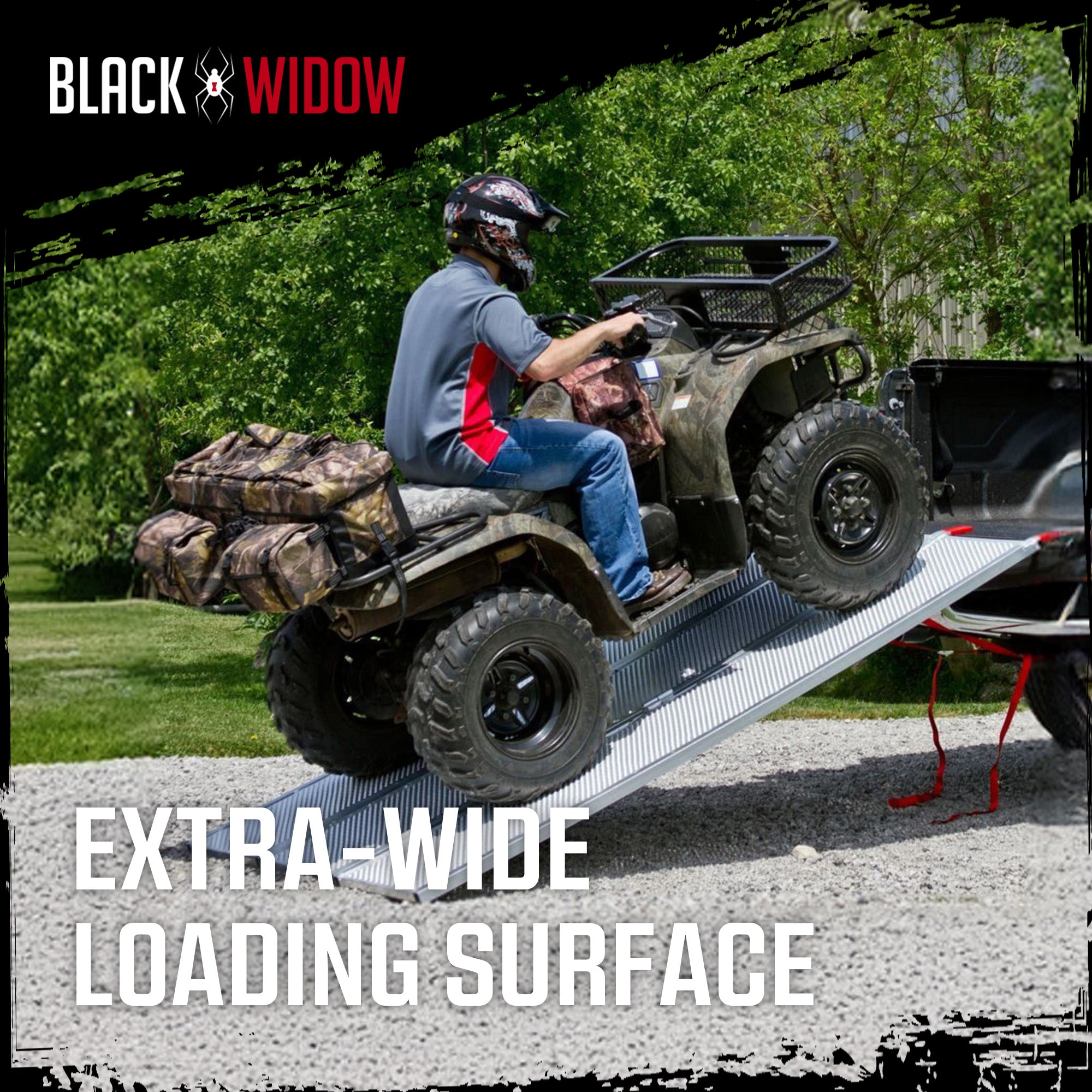 Black Widow 7’ 10” Punch Plate Aluminum Wide ATV Ramp, 1500 Lbs Capacity, Silver