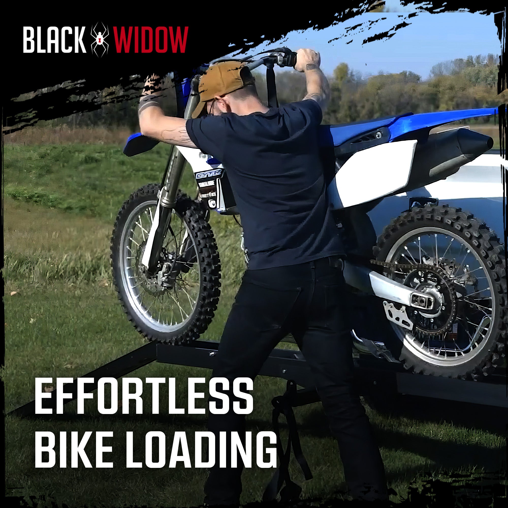 Black Widow Pro Anodized Aluminum Dirt Bike Carrier, 400 lbs Cap, Black (Used)