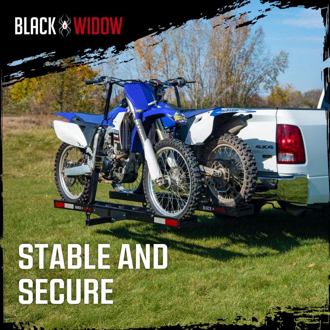 Black Widow Pro Double Dirt Bike Carrier with Ramp for 2" Hitch, 600 lb Capacity