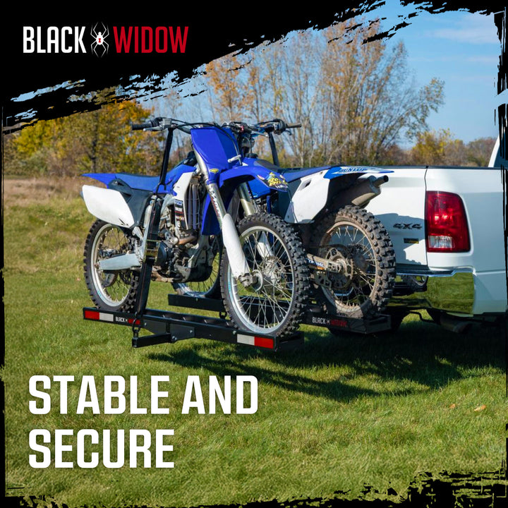 Black Widow Pro Double Dirt Bike Carrier with Ramp for 2" Hitch, 600 lb Capacity