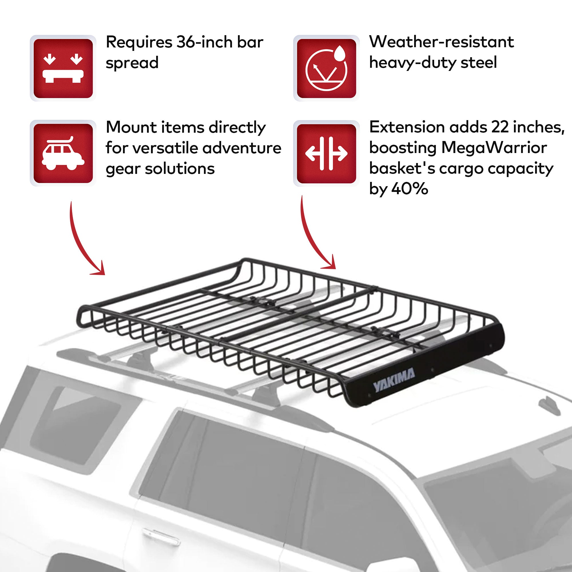 YAKIMA Length Extension Up to 22 Inch for MegaWarrior Cargo Basket (Open Box)